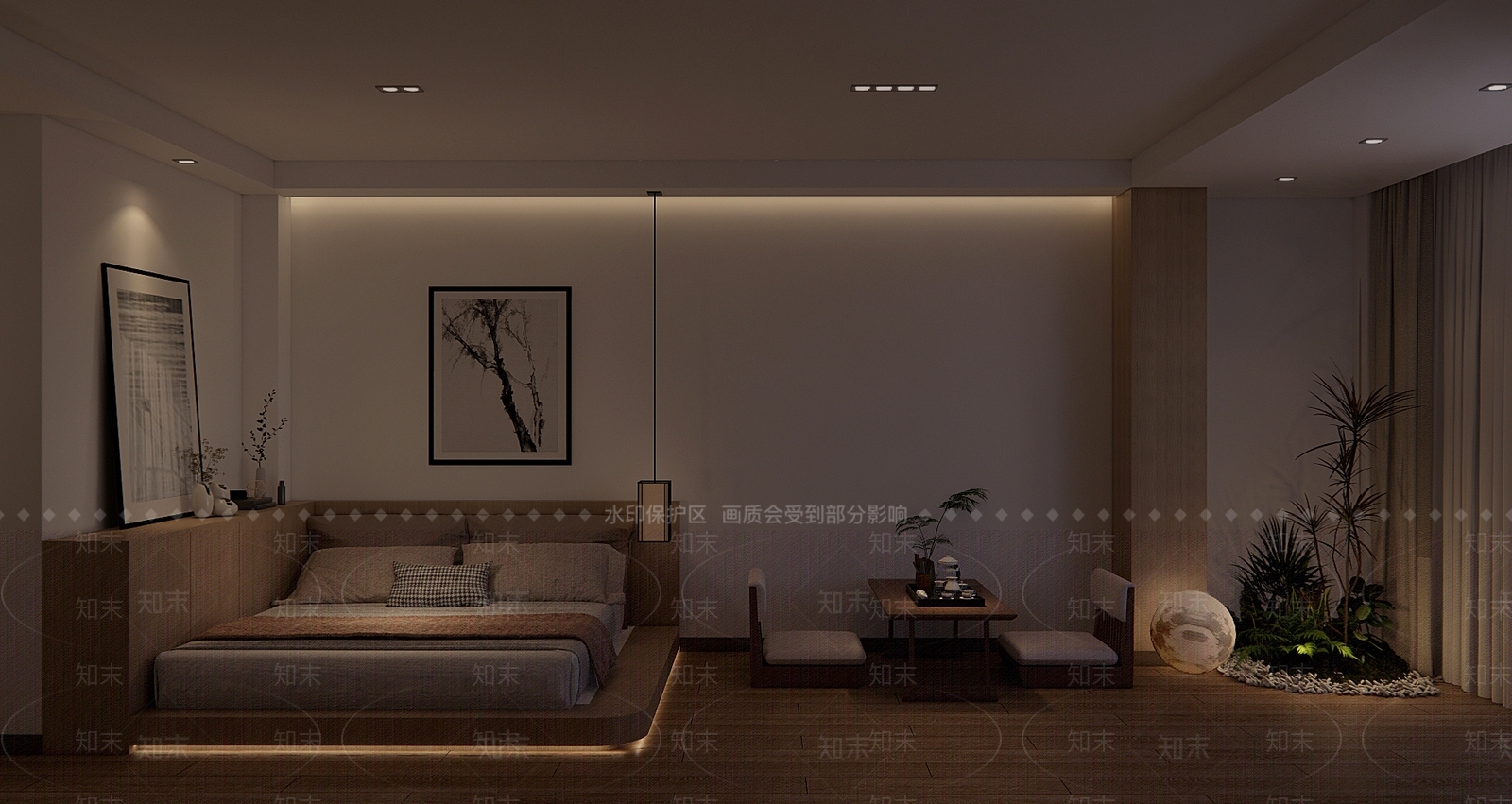现代榻榻米卧室SU模型下载【ID:1133318085】