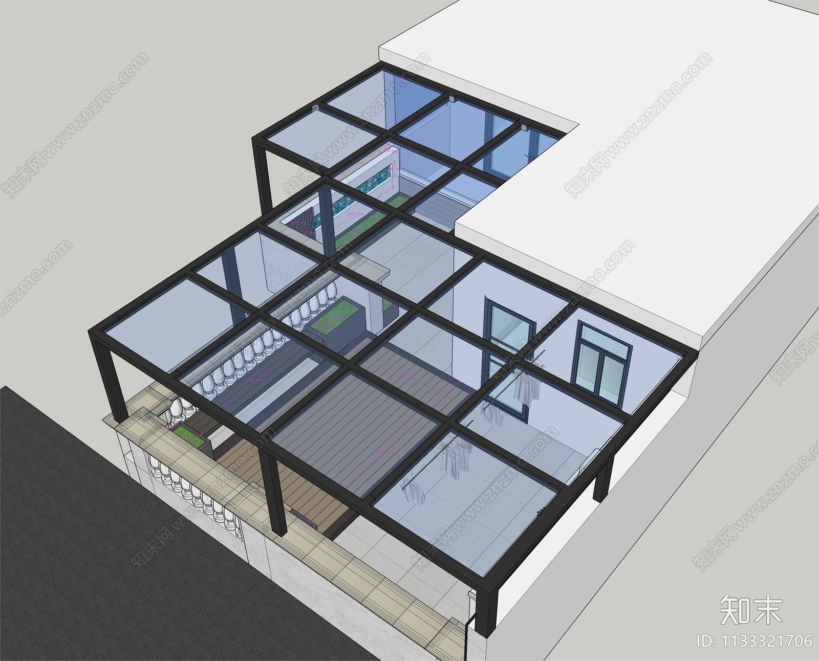 现代屋顶花园SU模型下载【ID:1133321706】