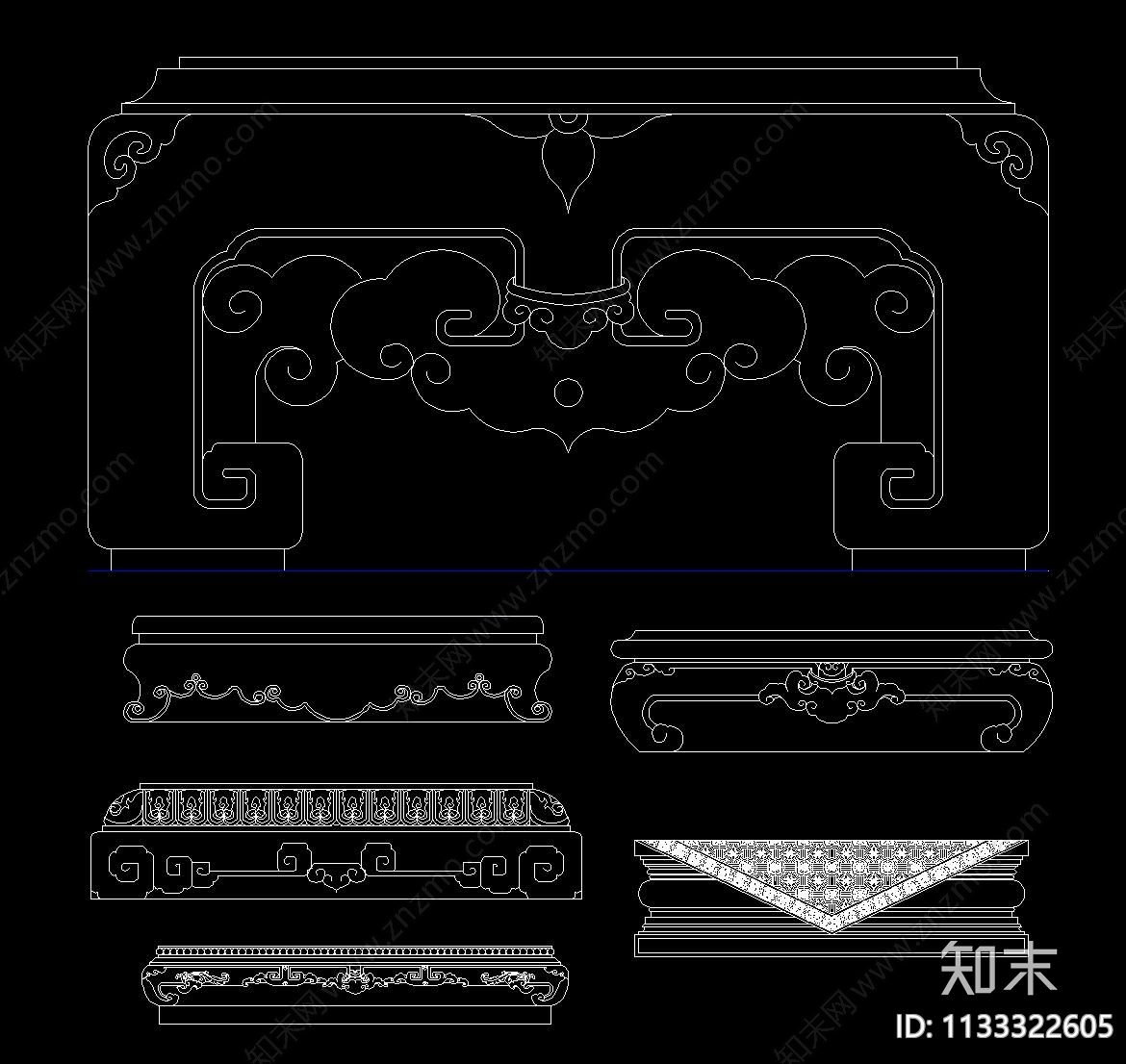 牌坊石鼓石柱底座观音cad施工图下载【ID:1133322605】