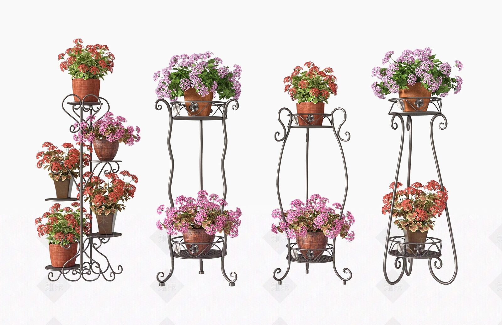 现代铁艺装饰花架SU模型下载【ID:1133324269】