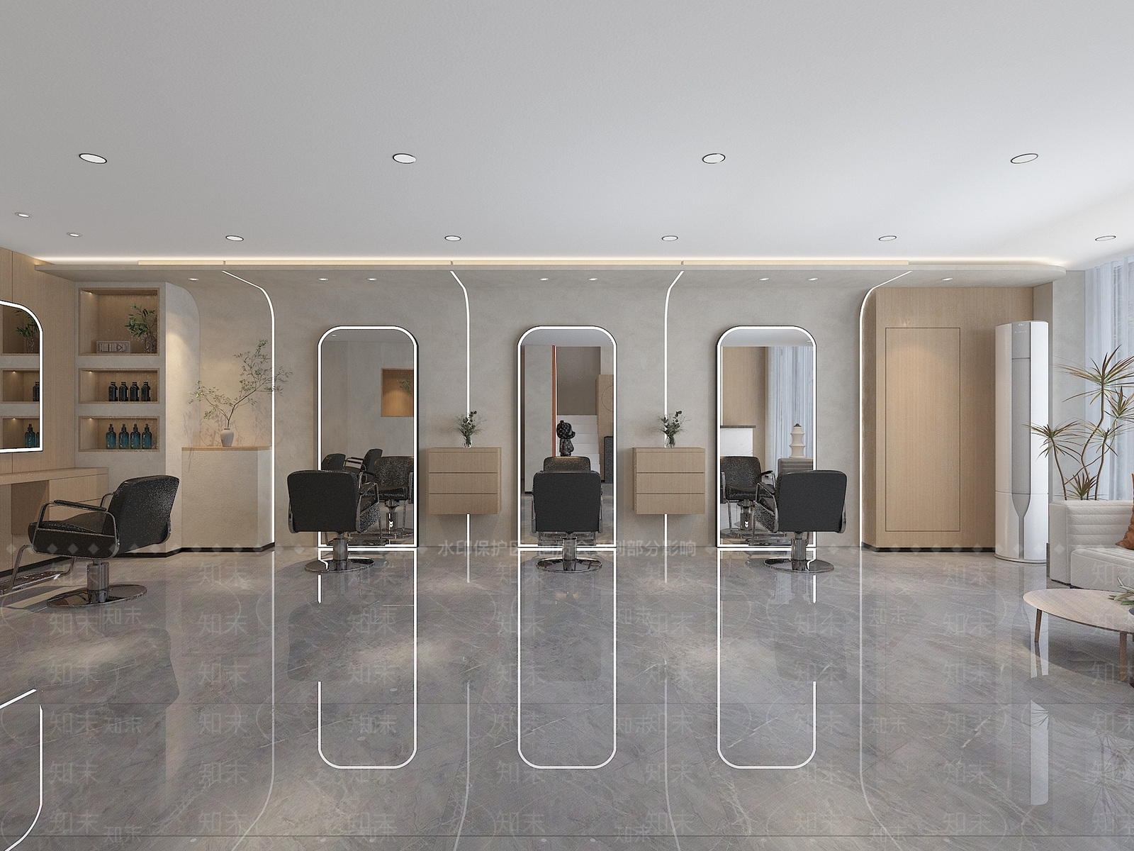现代美发店3D模型下载【ID:1133325200】