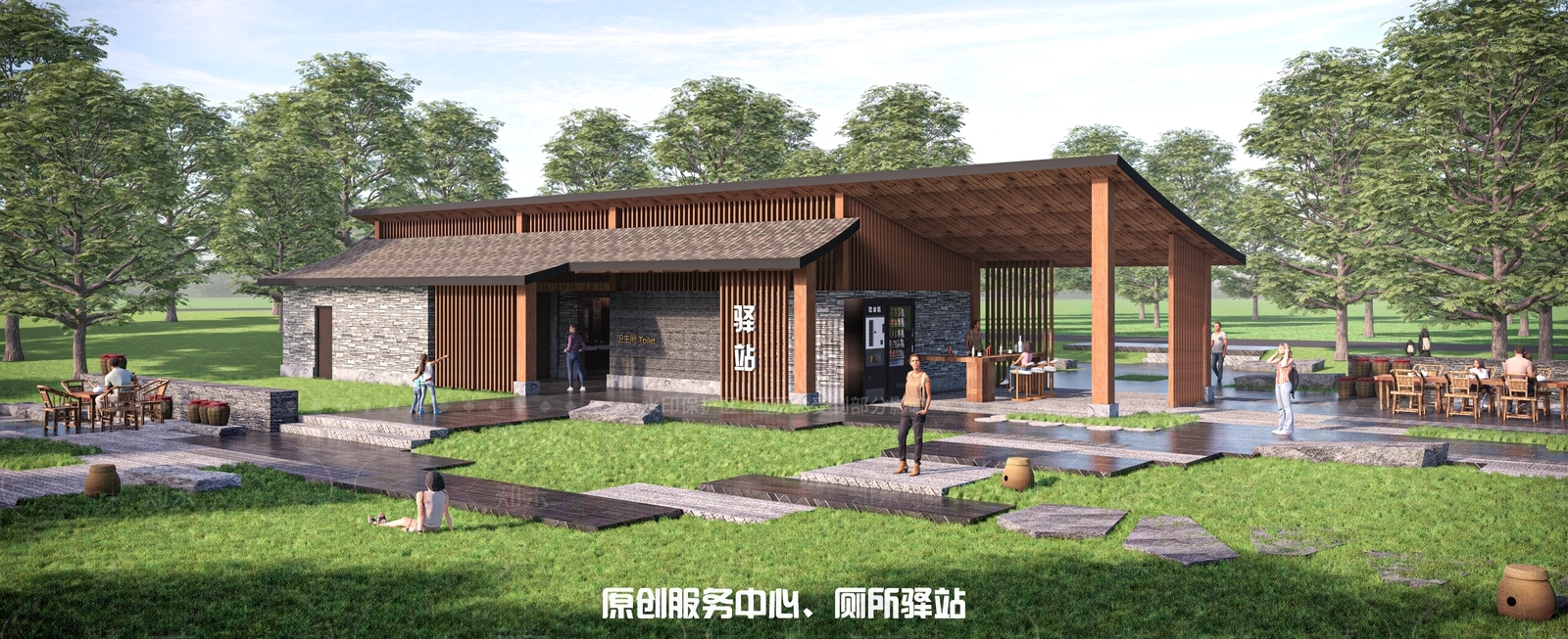 新中式民俗文化驿站SU模型下载【ID:1133325661】