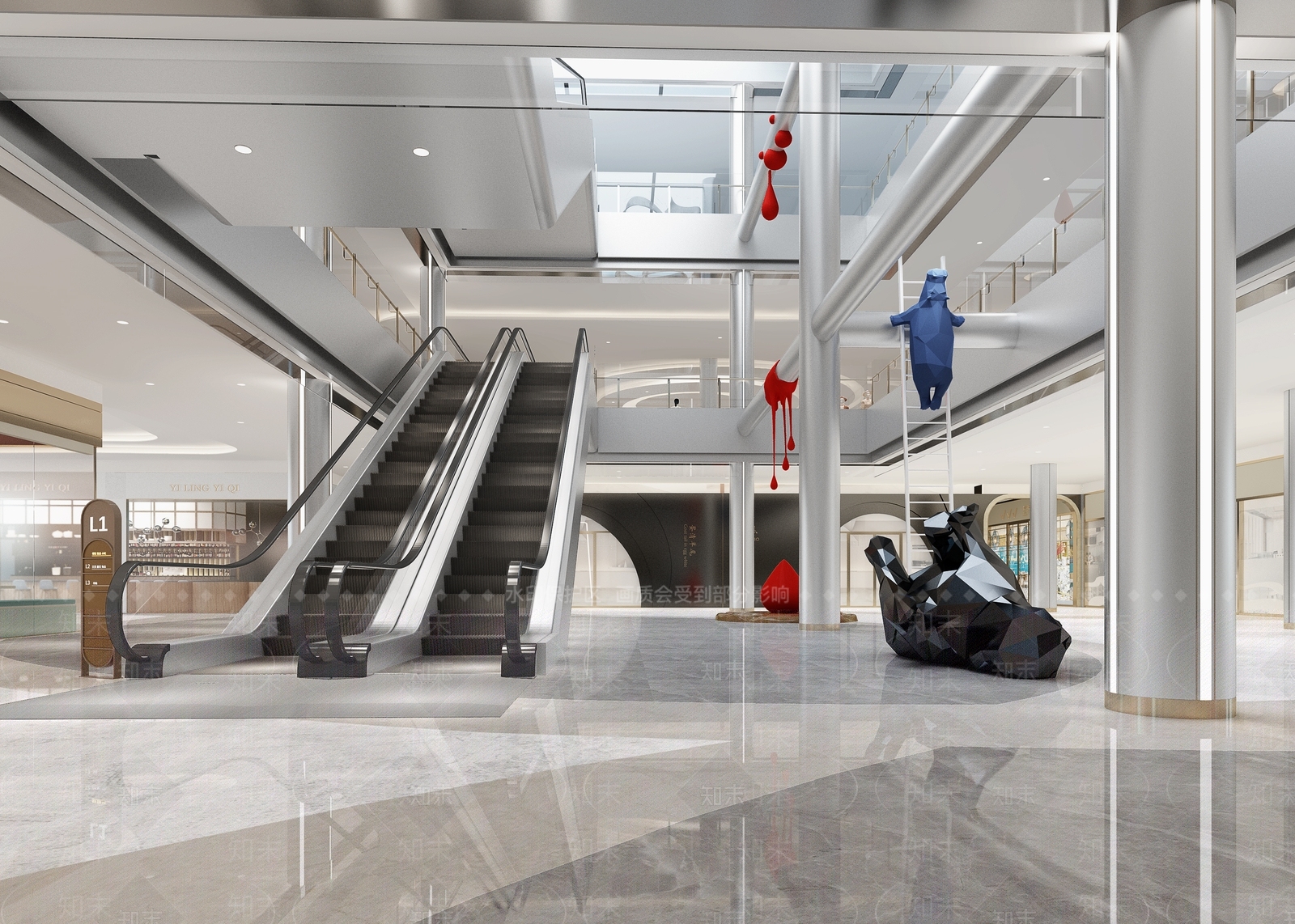 现代商场大厅3D模型下载【ID:1133329042】