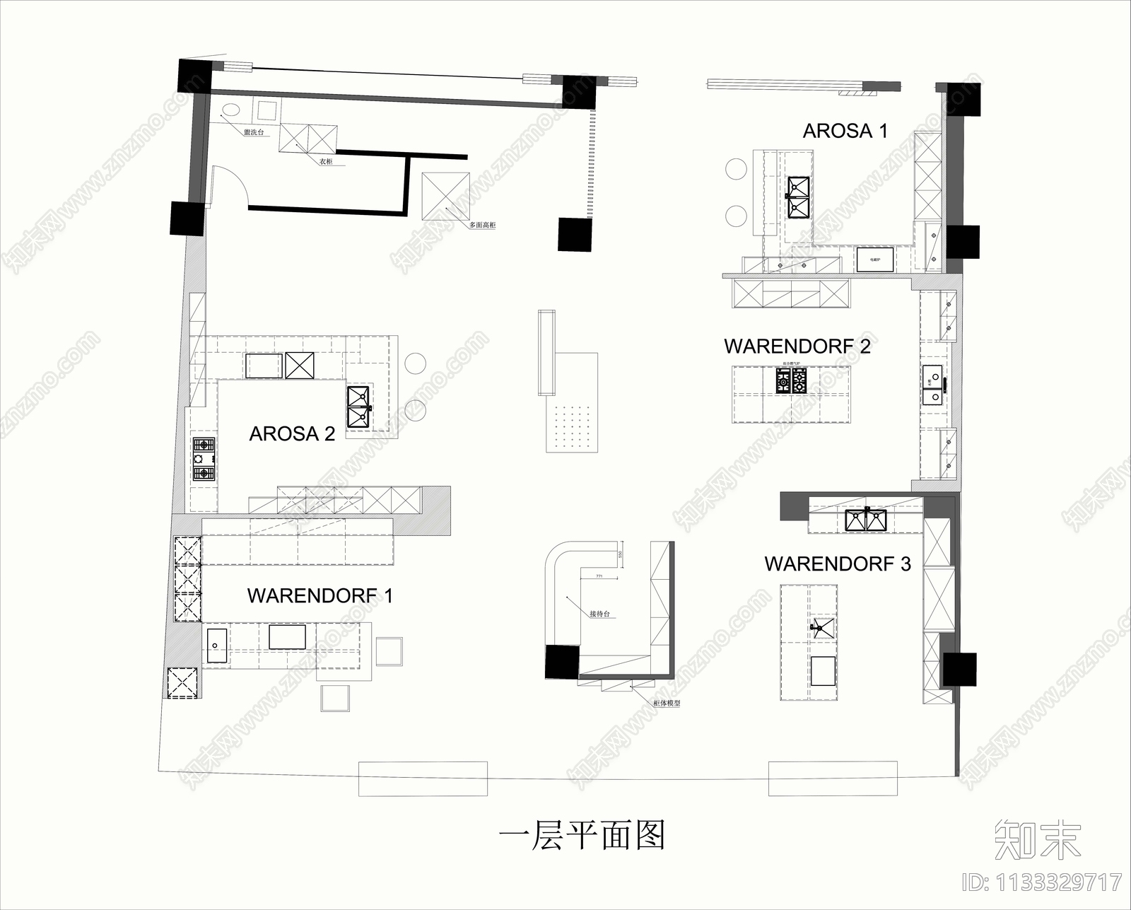 橱柜展厅施工图下载【ID:1133329717】