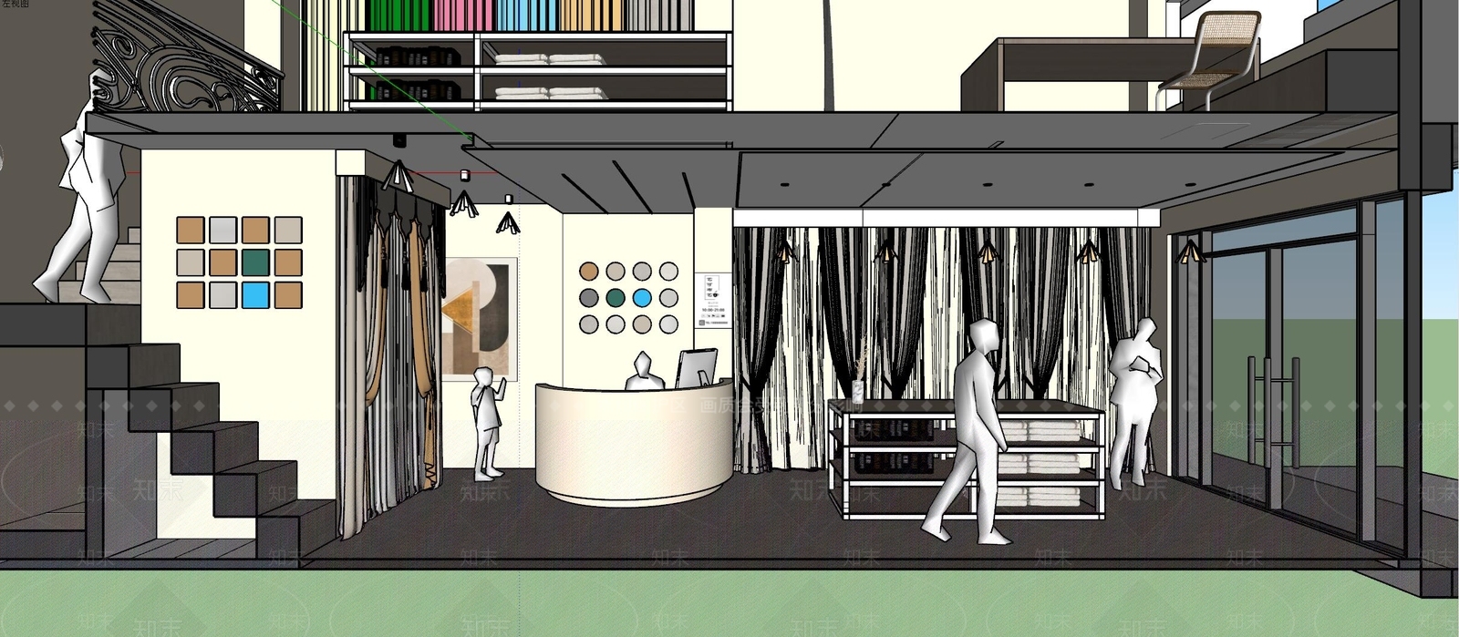 现代窗帘展厅SU模型下载【ID:1133330538】