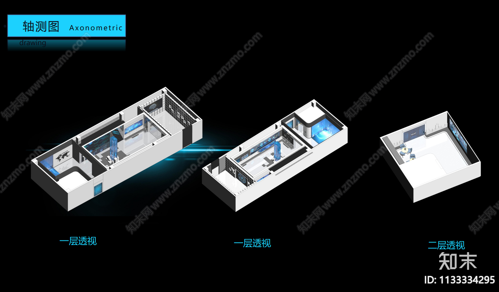 半导体科技展厅cad施工图下载【ID:1133334295】