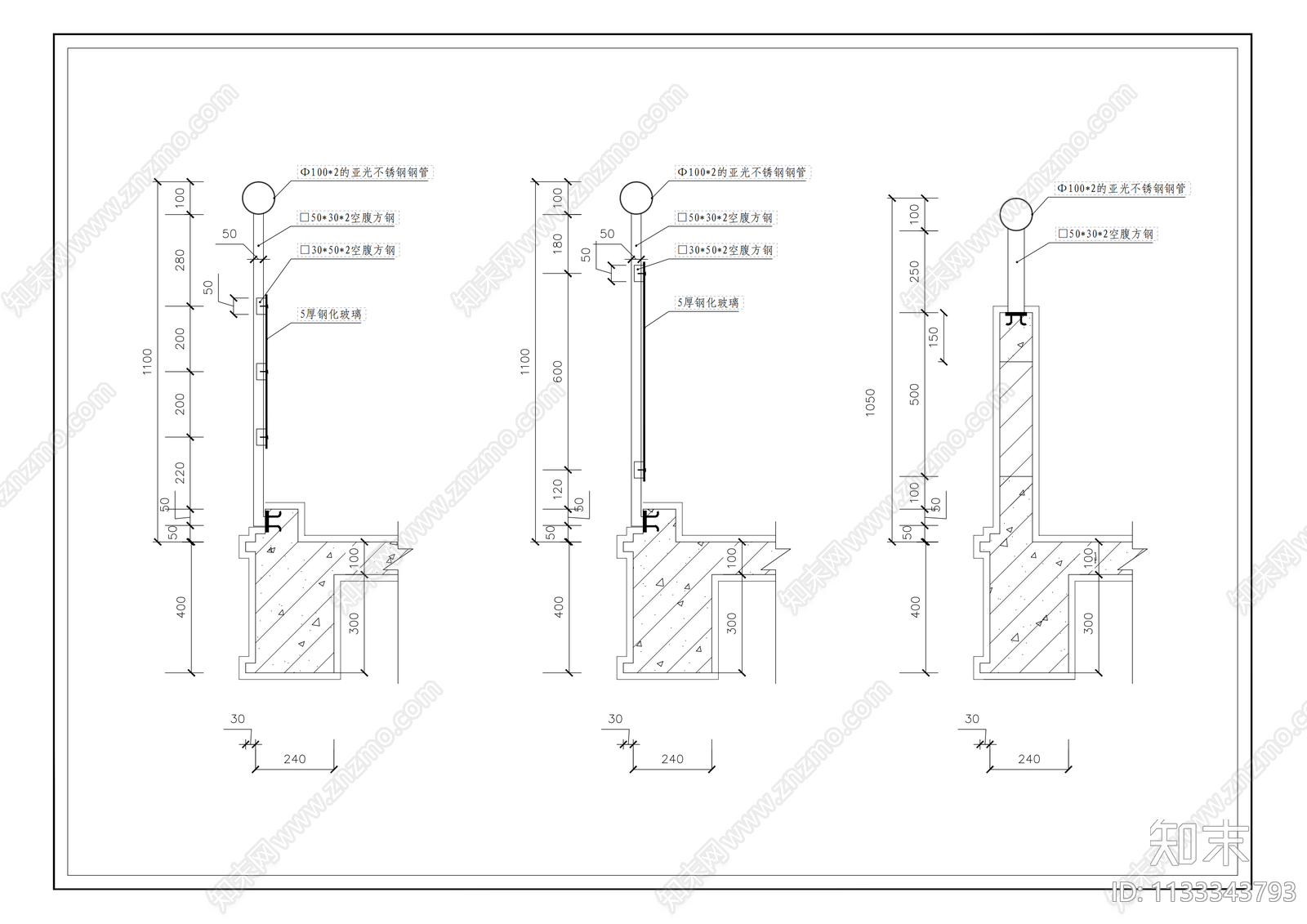 阳台建筑设计大样cad施工图下载【ID:1133343793】