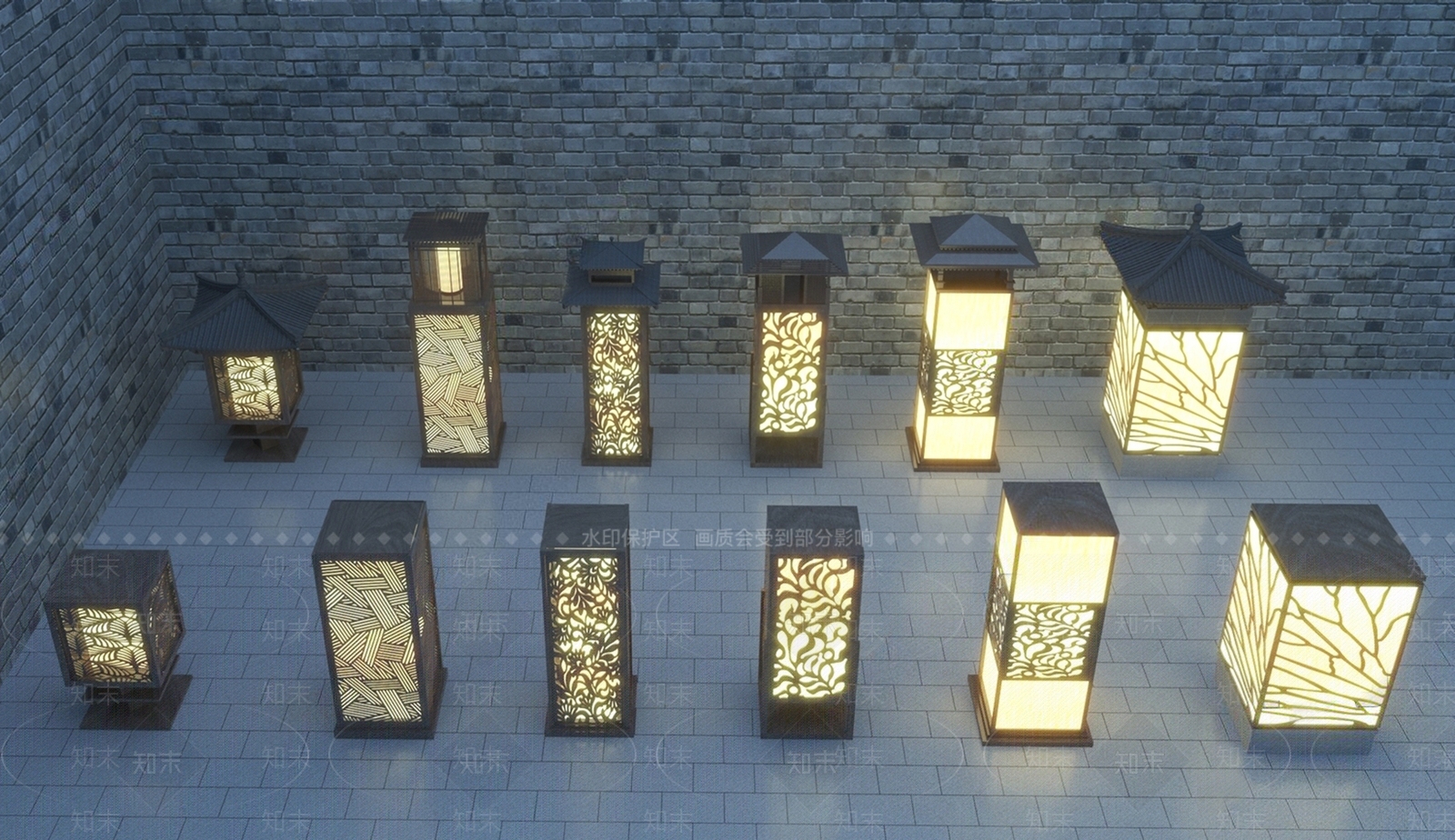 新中式户外灯SU模型下载【ID:1133344797】