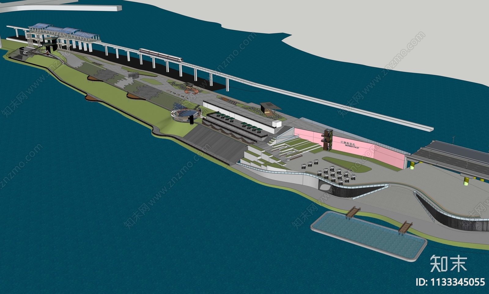 现代滨江公园SU模型下载【ID:1133345055】