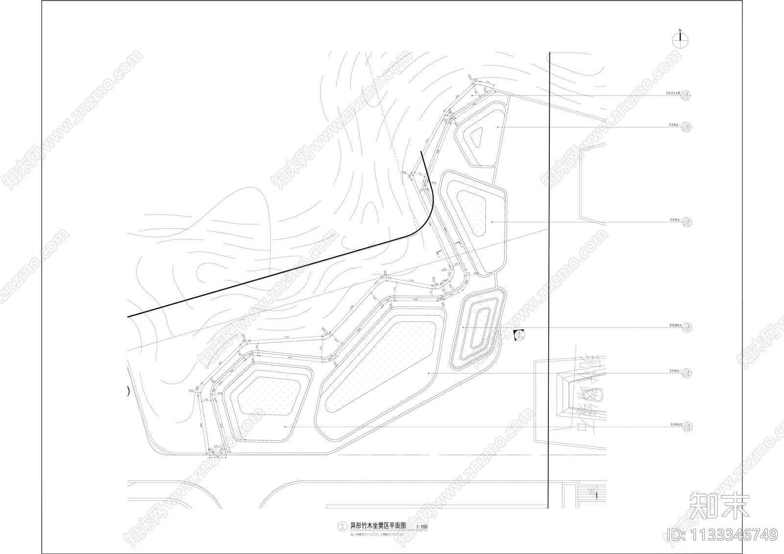 安国湖湿地公园景观cad施工图下载【ID:1133346749】