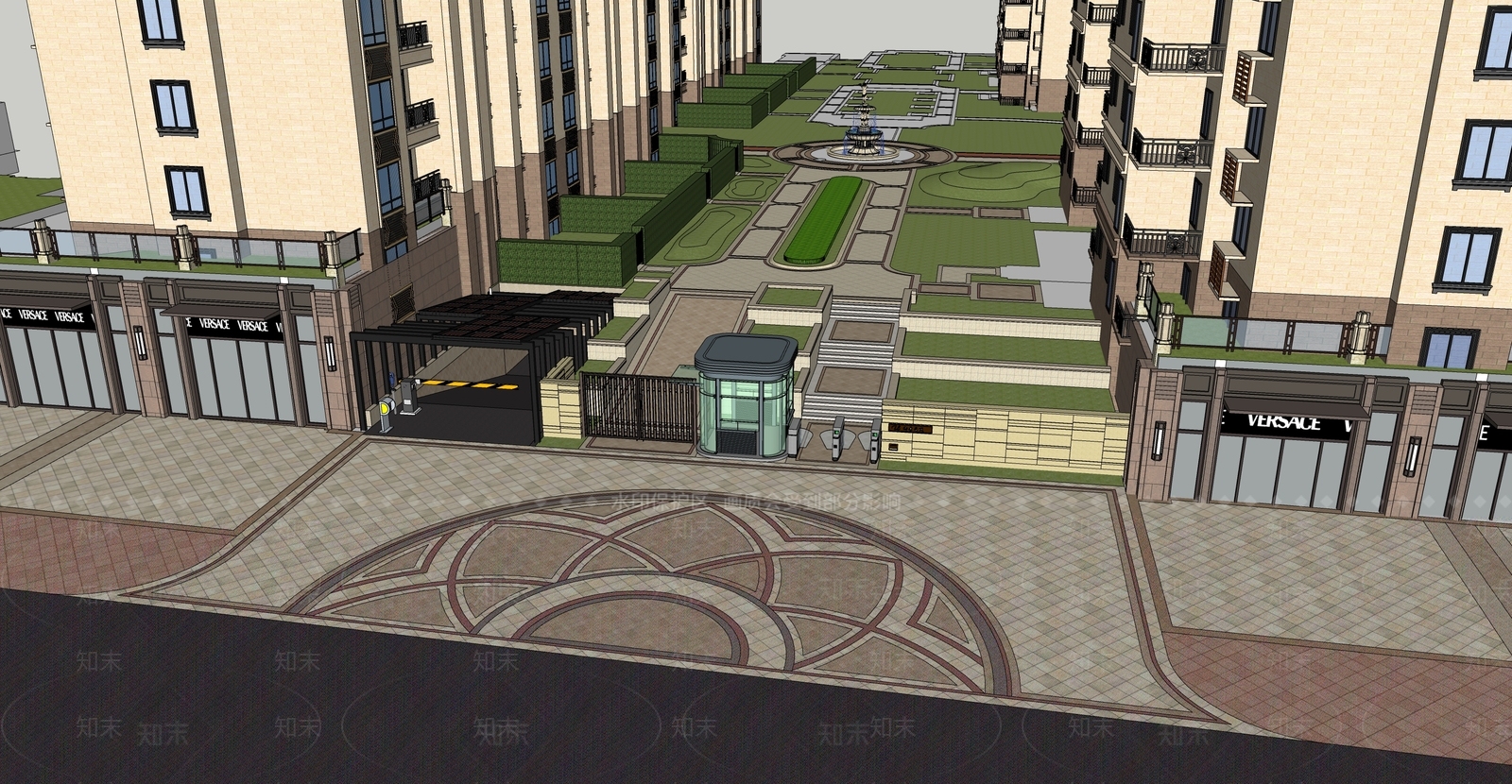 现代小区入口景观SU模型下载【ID:1133346511】