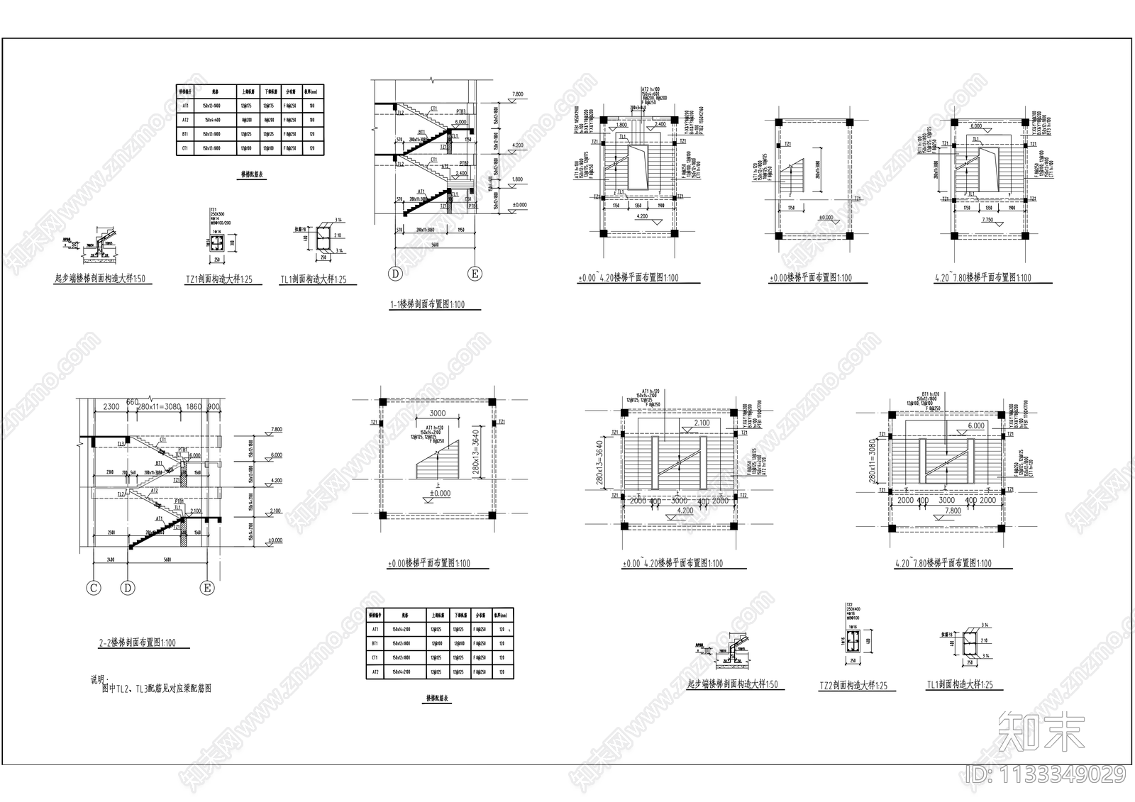 建筑结构楼梯大样图施工图下载【ID:1133349029】