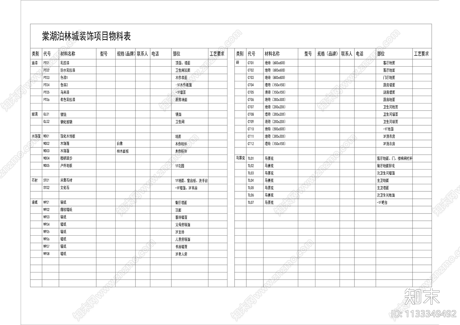 样板间封面及目录模版cad施工图下载【ID:1133349492】