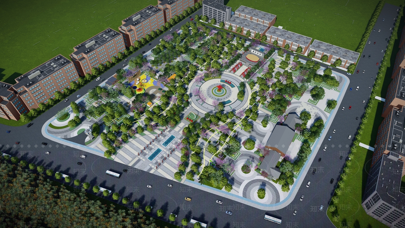 现代景观公园SU模型下载【ID:1133352004】