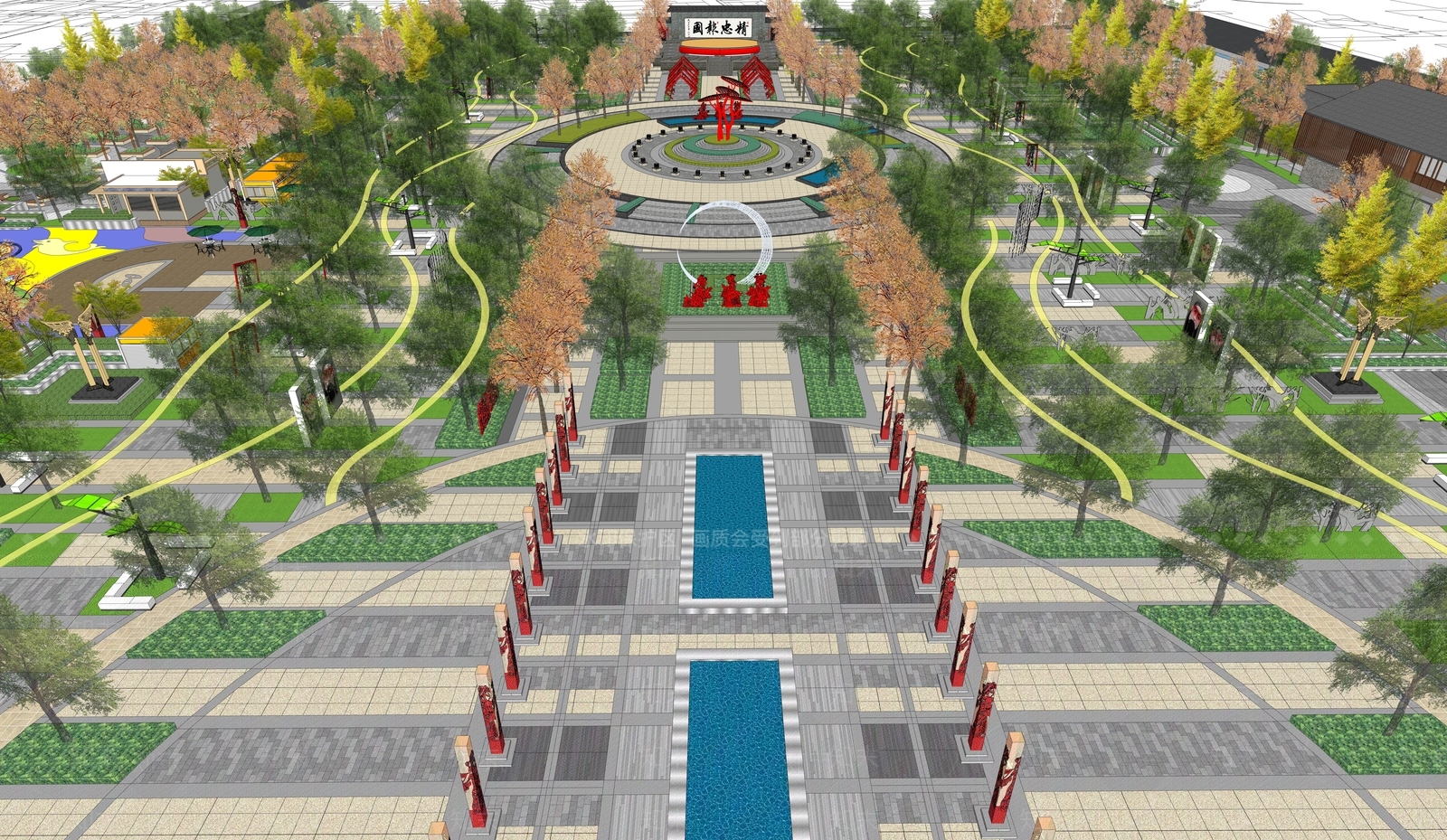 现代景观公园SU模型下载【ID:1133352004】