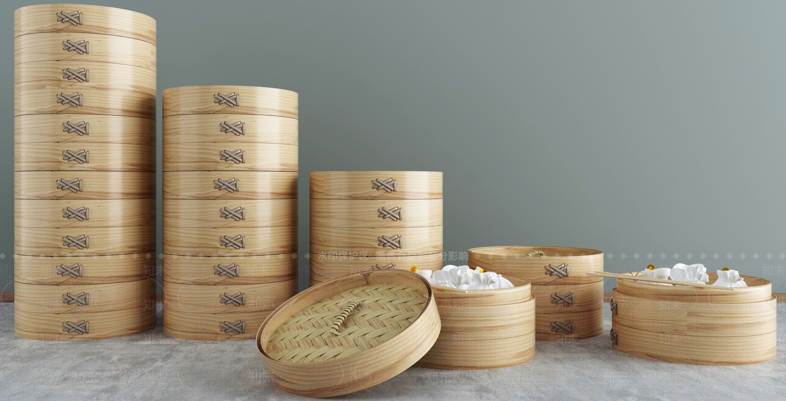 竹编蒸笼3D模型下载【ID:1133353286】