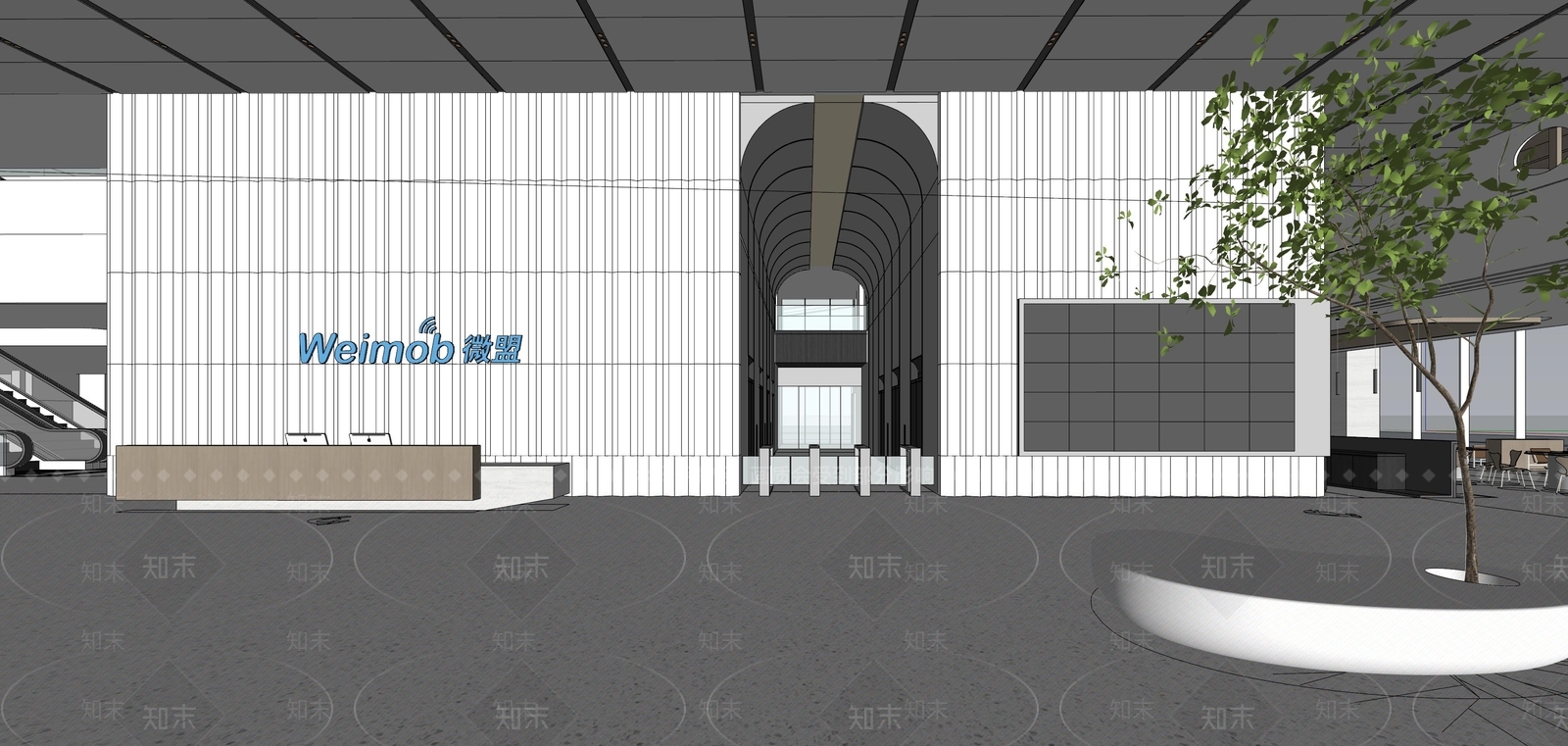 现代公司大堂SU模型下载【ID:1133355352】