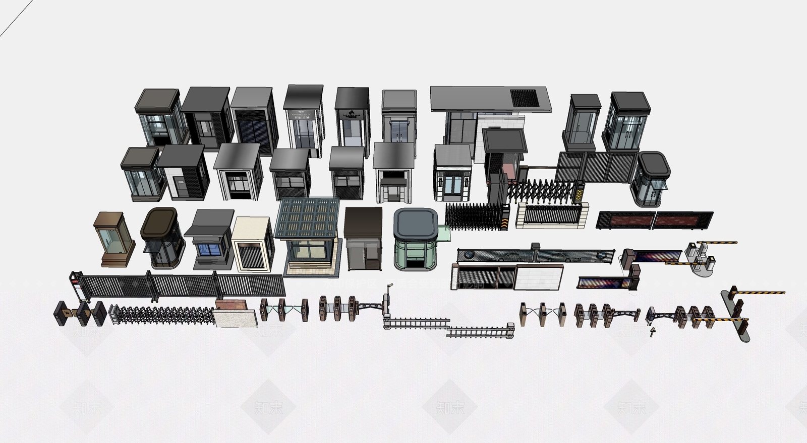 道闸栏杆SU模型下载【ID:1133359215】