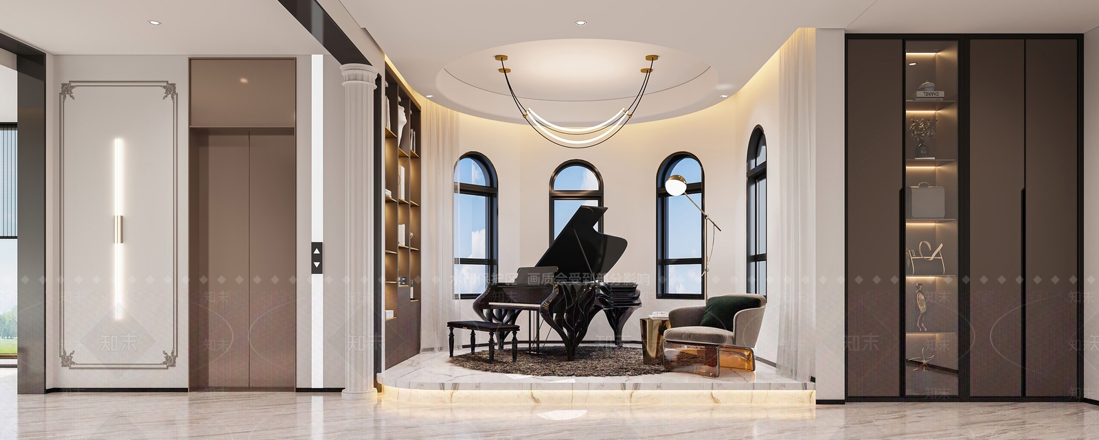 现代钢琴房3D模型下载【ID:1133366996】