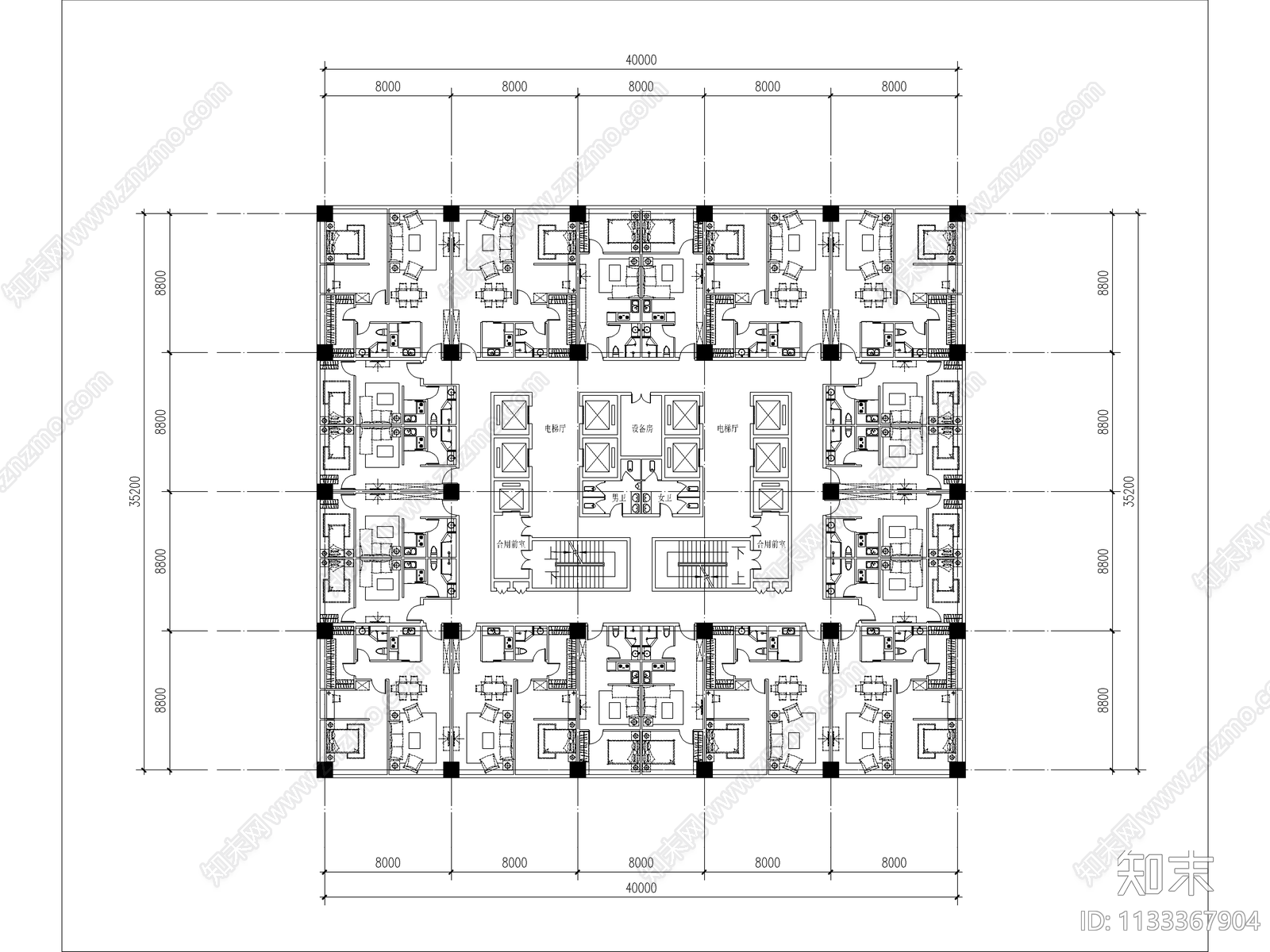 经开区商业综合体建筑cad施工图下载【ID:1133367904】