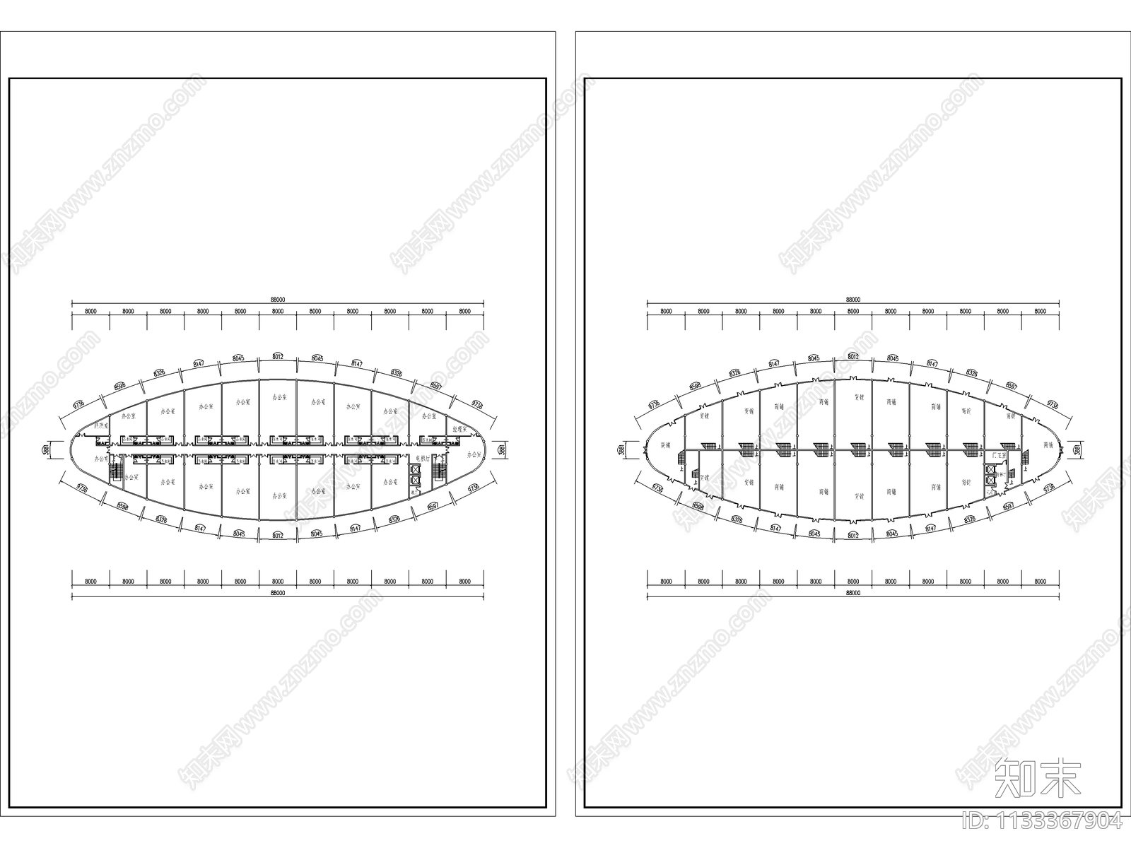 经开区商业综合体建筑cad施工图下载【ID:1133367904】