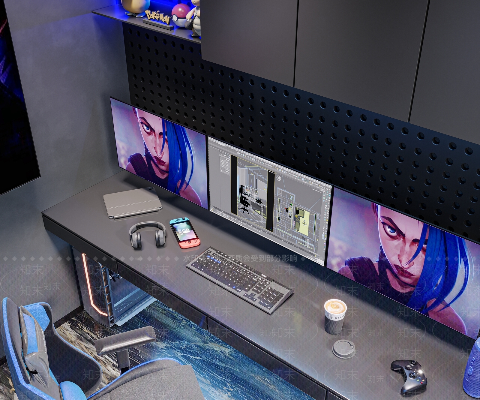 现代电竞房3D模型下载【ID:1133372371】