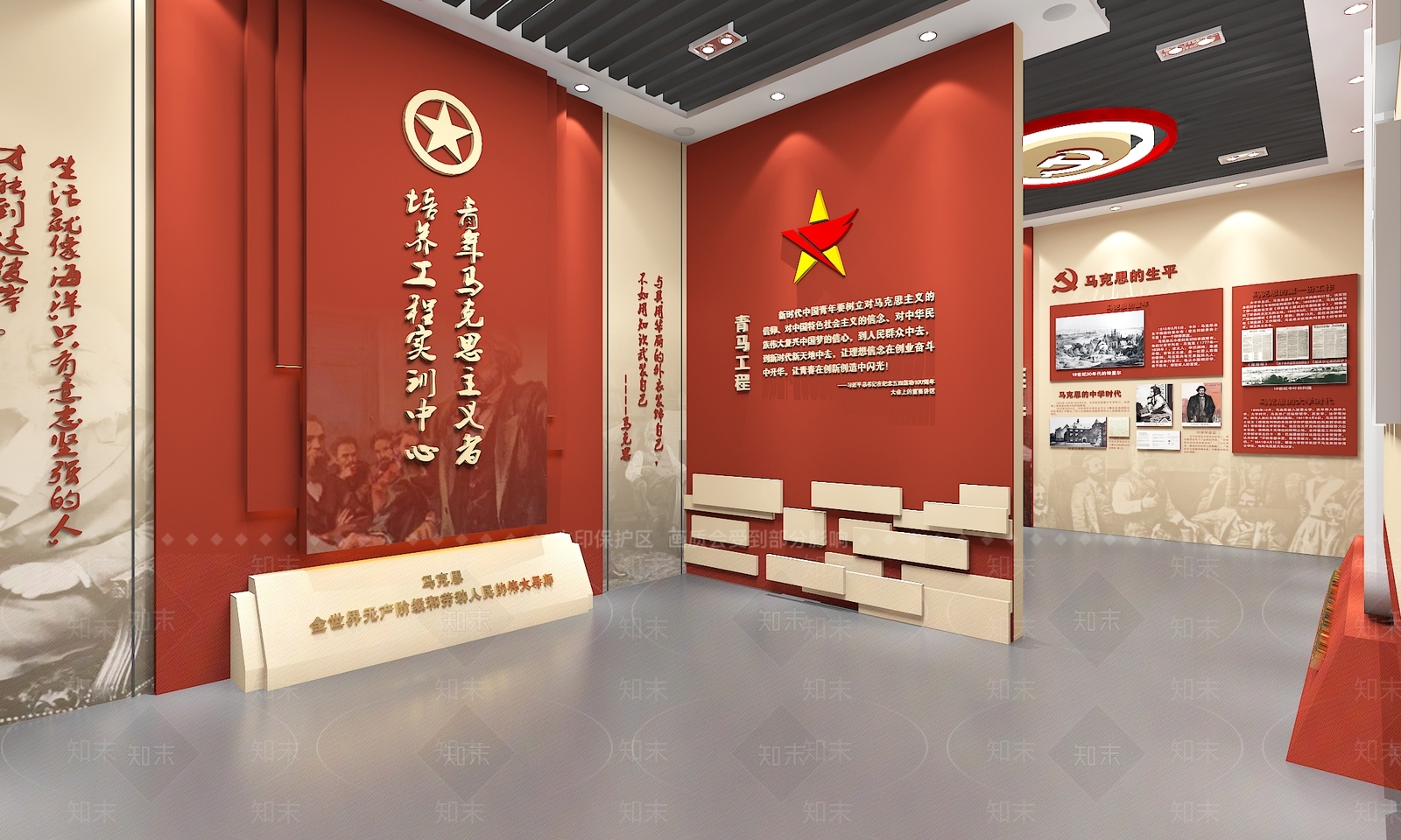 现代党建展厅SU模型下载【ID:1133376573】