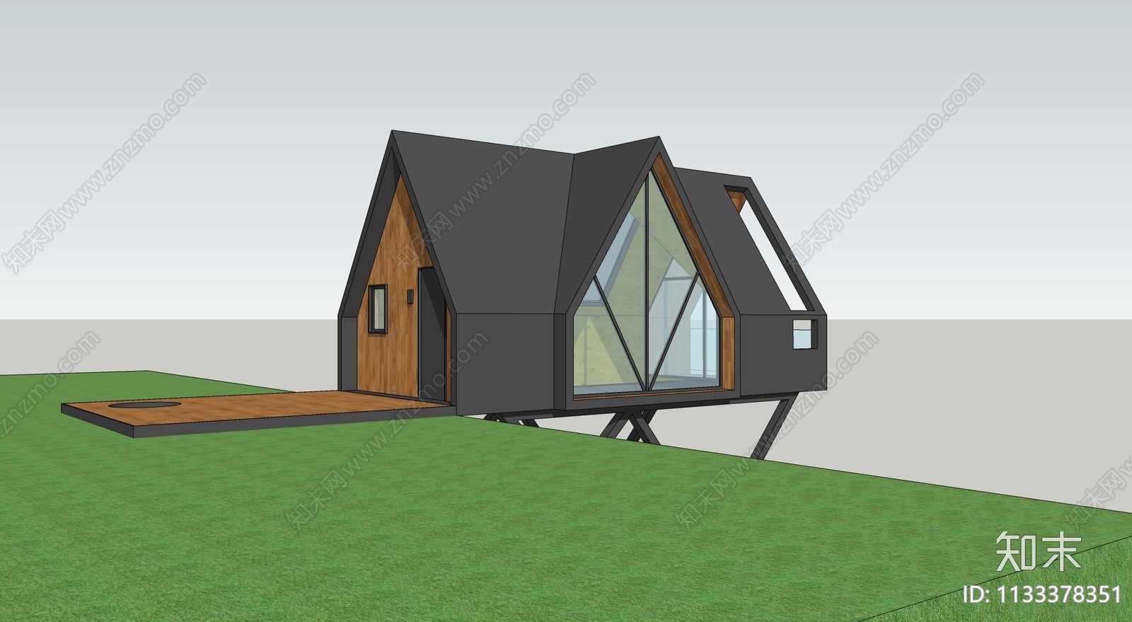 现代集装箱民宿SU模型下载【ID:1133378351】