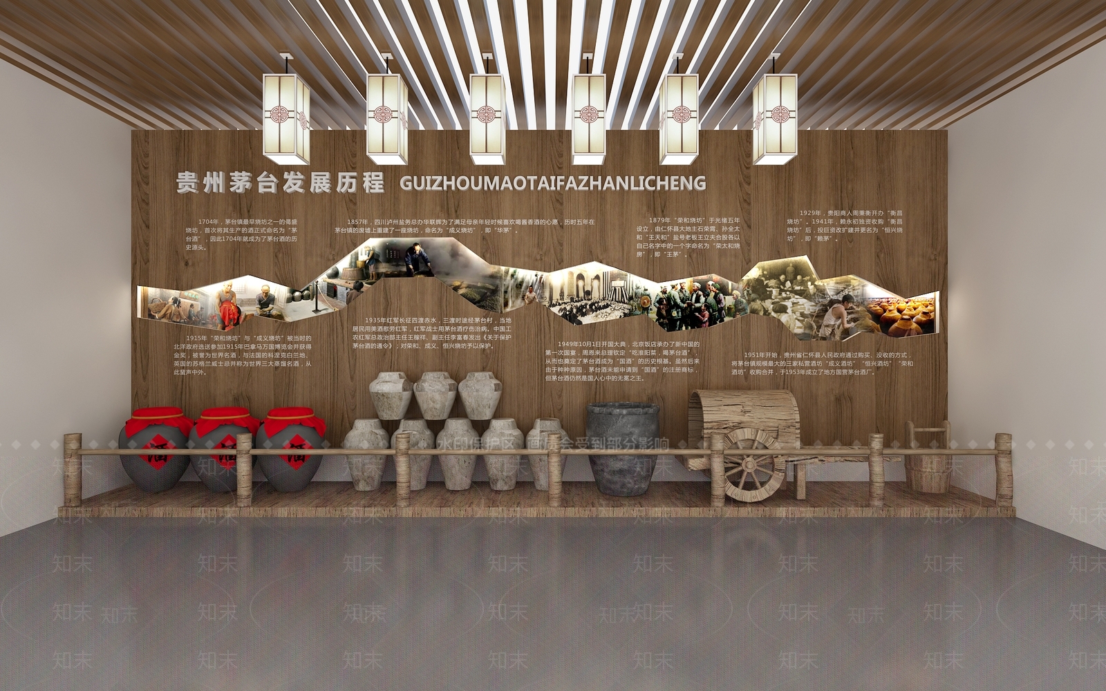 新中式酒业文化墙SU模型下载【ID:1133378267】