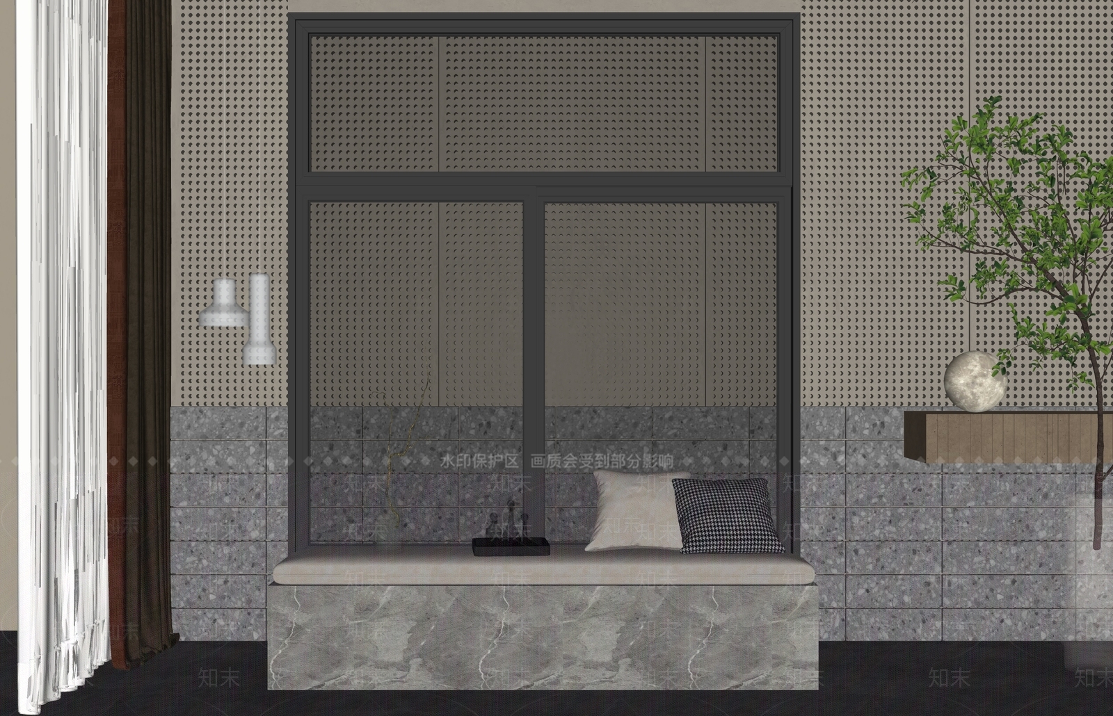 现代飘窗SU模型下载【ID:1133378868】