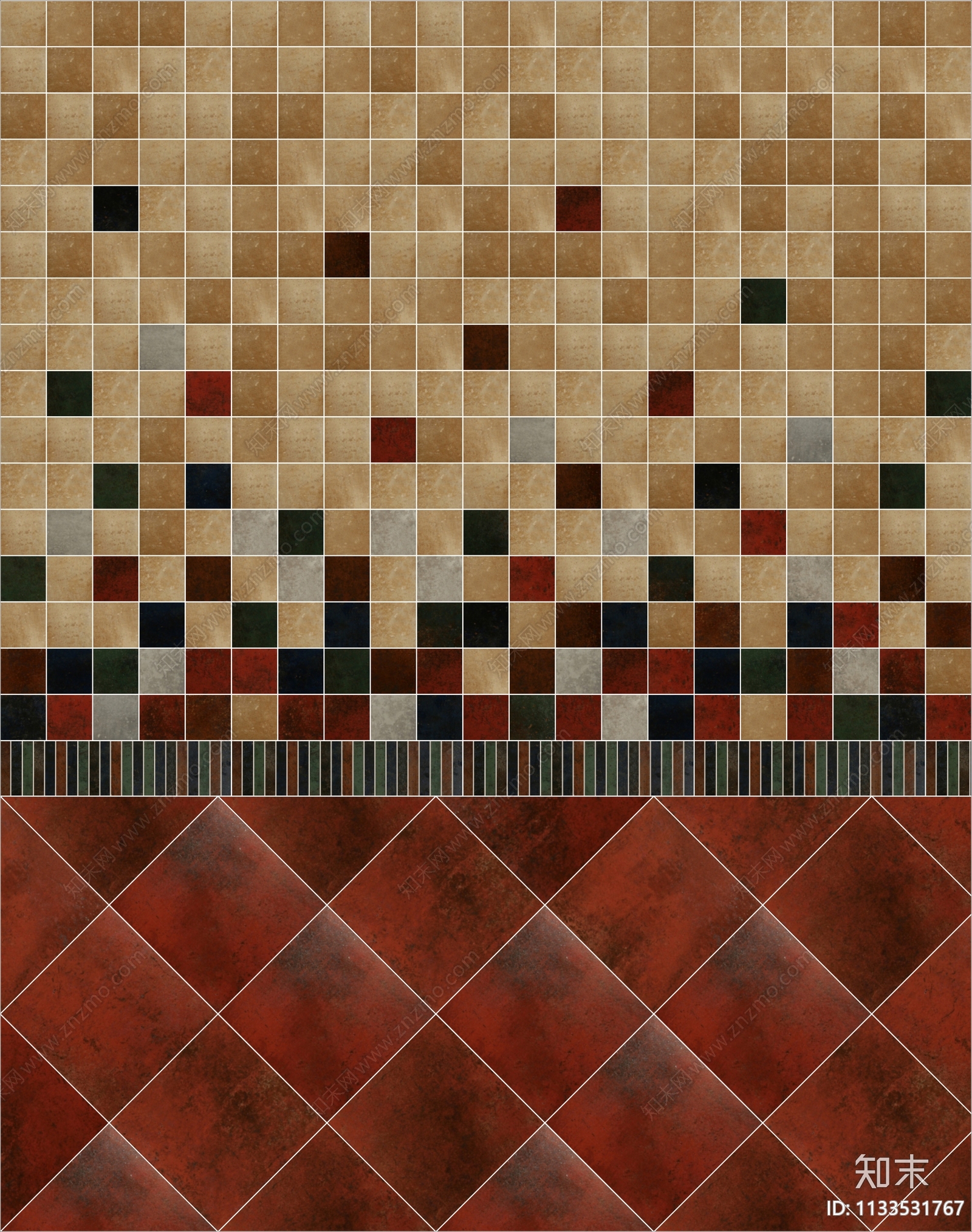 米黄色红棕色仿古砖贴图下载【ID:1133531767】