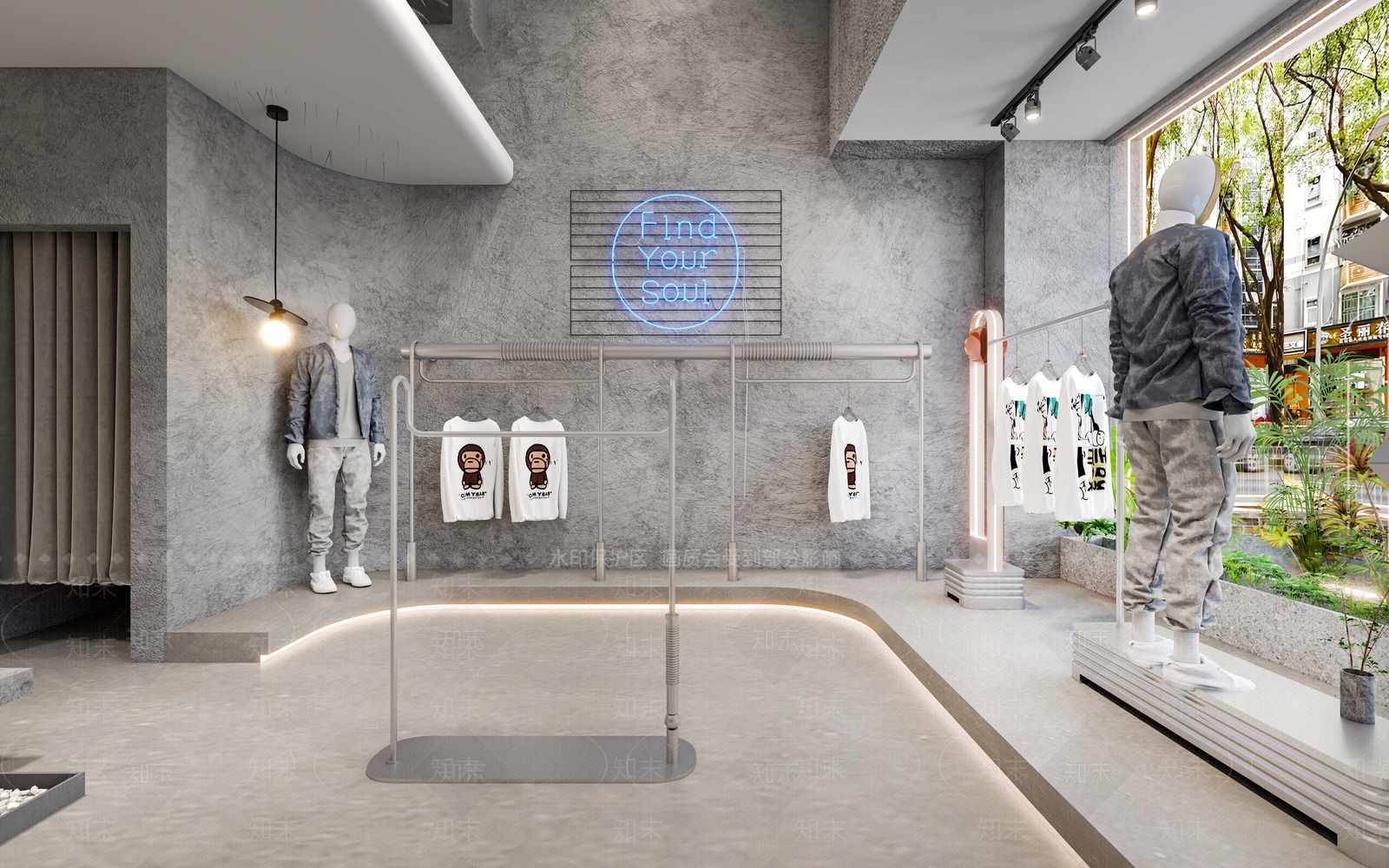 工业风服装店3D模型下载【ID:1133380489】