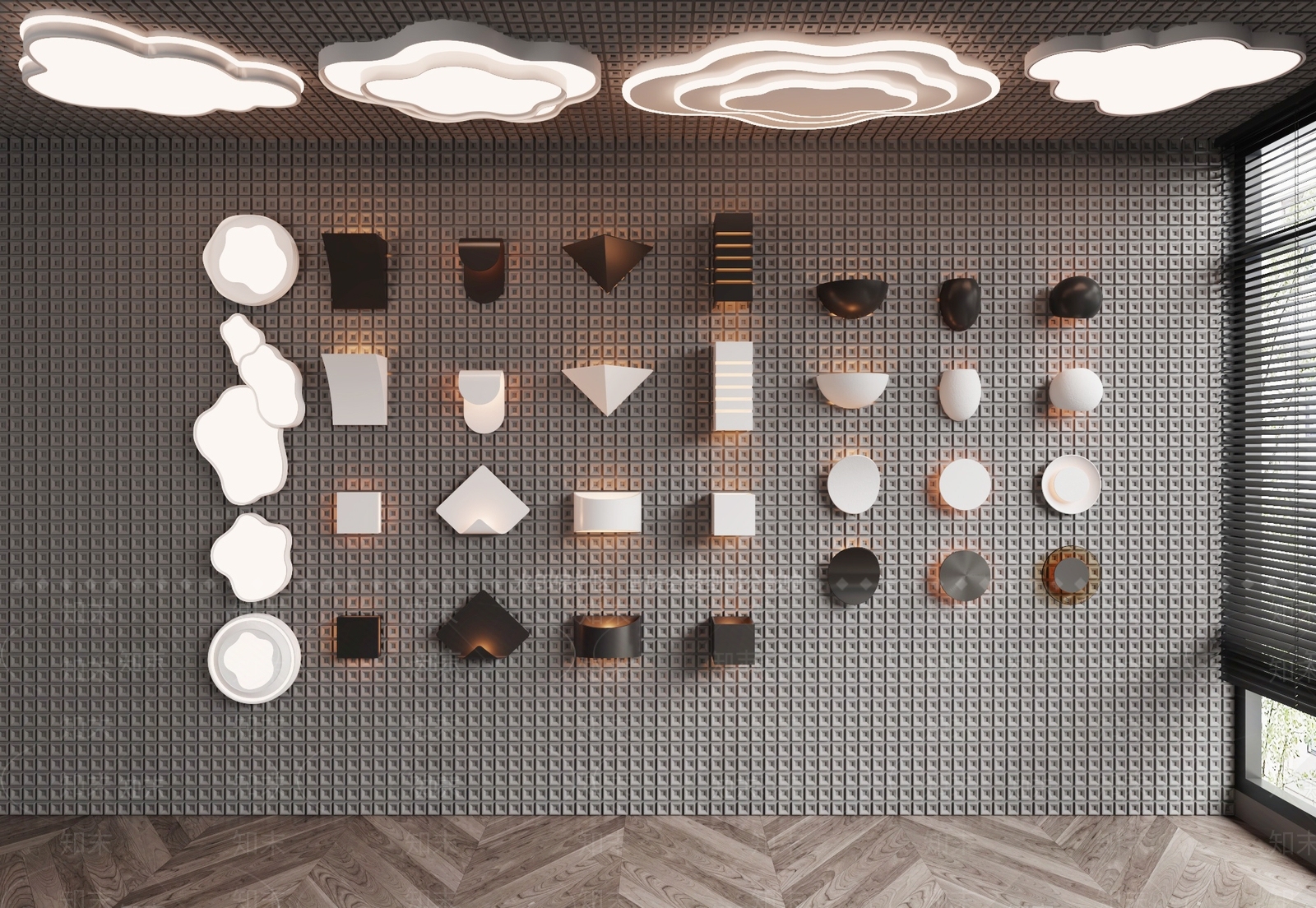 现代云朵壁灯3D模型下载【ID:1133380407】