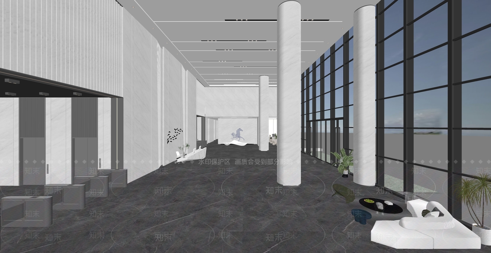 现代公司大堂SU模型下载【ID:1133385363】