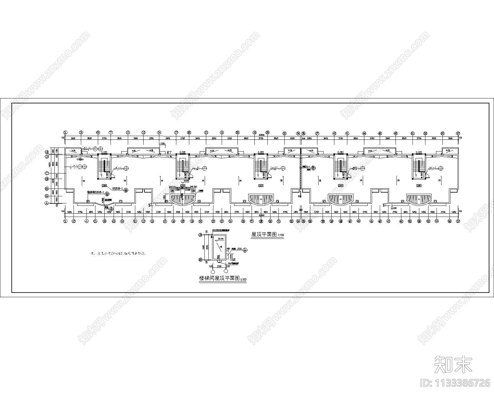 小区多层住宅建筑cad施工图下载【ID:1133386726】