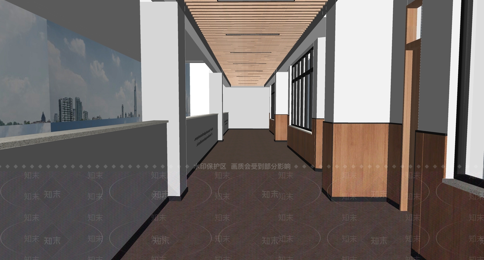 现代学校走廊SU模型下载【ID:1133394188】