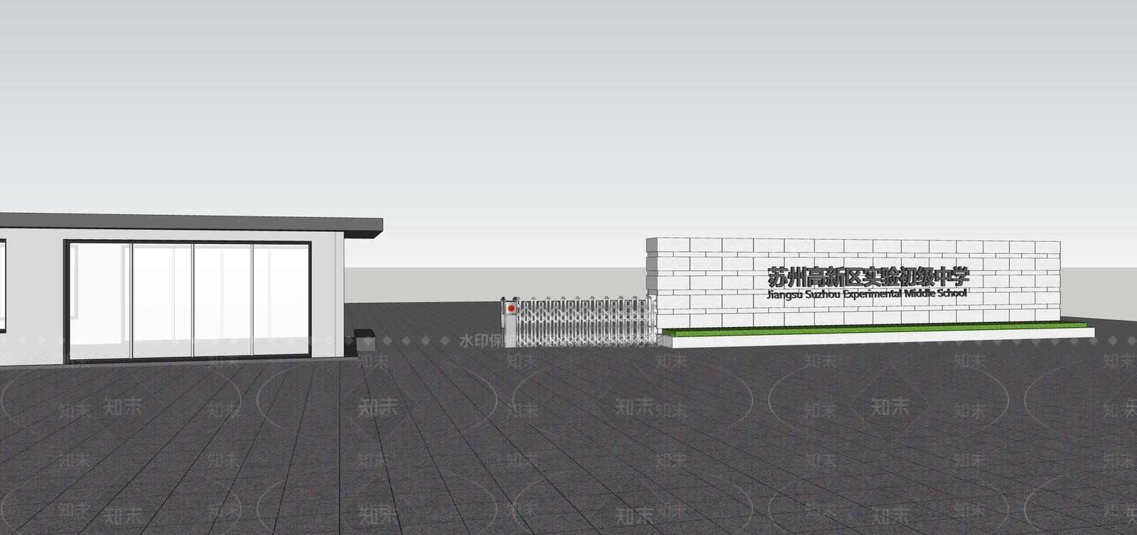 现代学校入口大门SU模型下载【ID:1133394731】