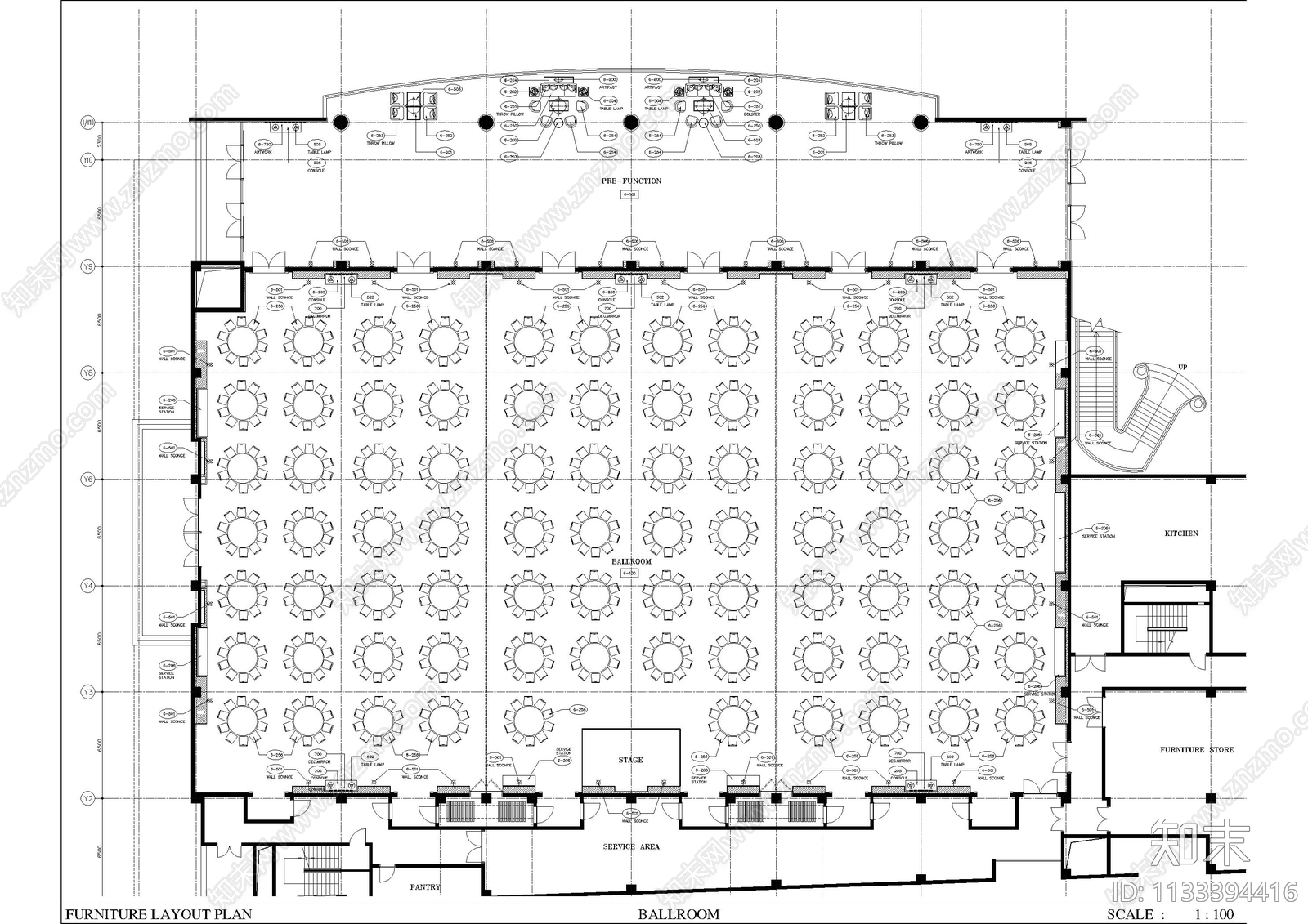 香格里拉宴会厅施工图下载【ID:1133394416】