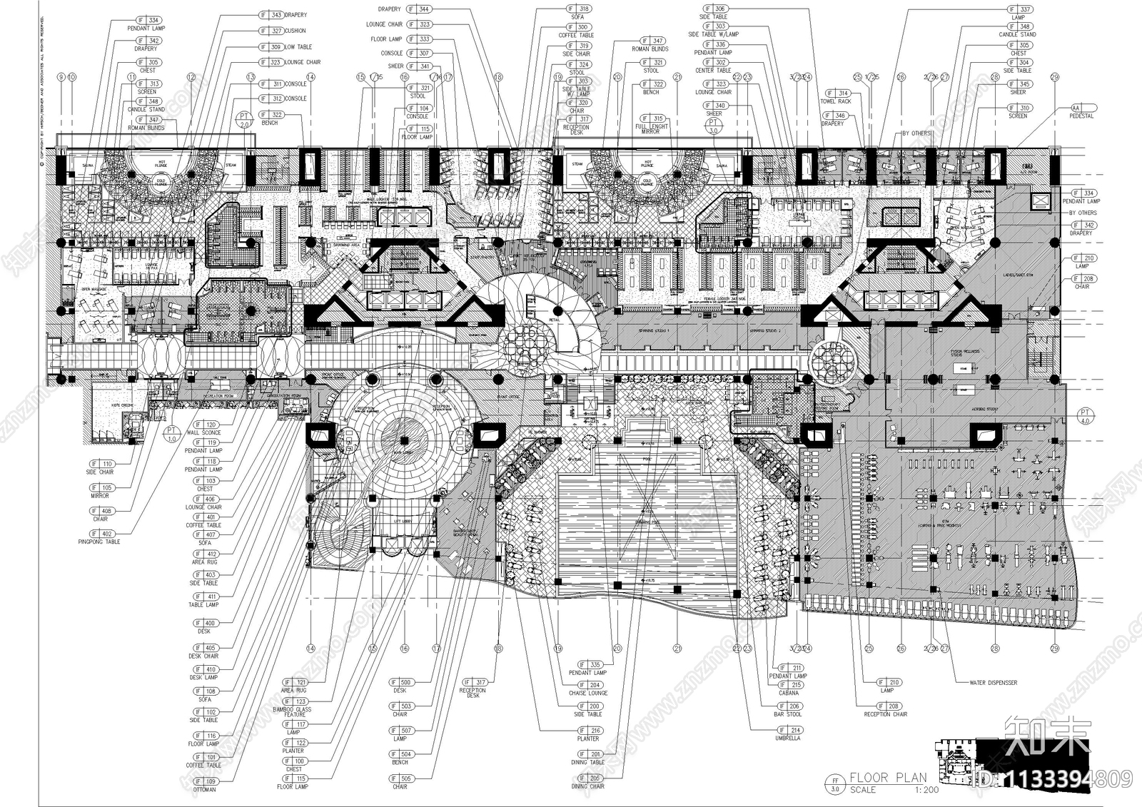 重庆房地产桑拿会所室内英文版cad施工图下载【ID:1133394809】