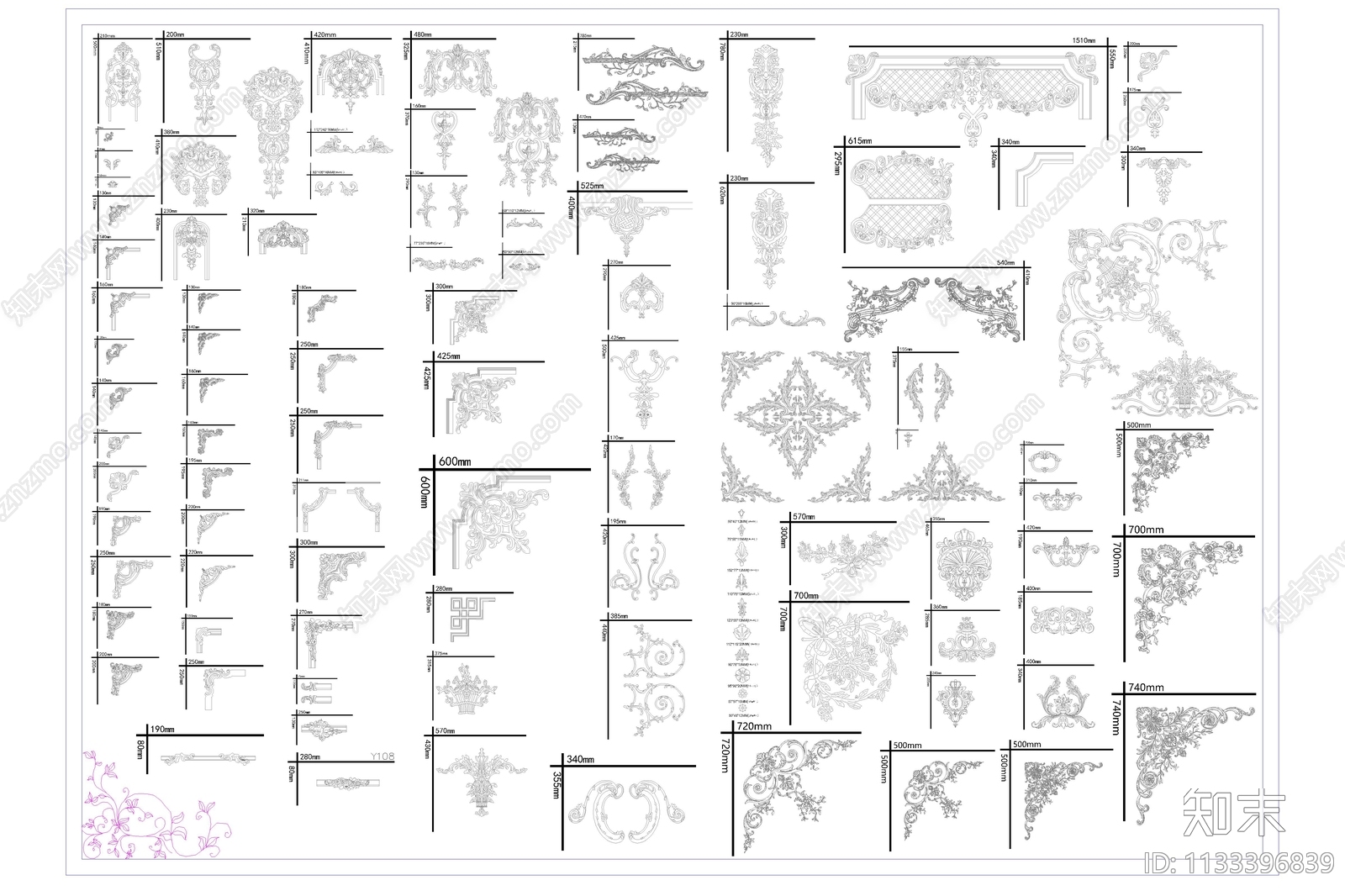 法式拼花施工图下载【ID:1133396839】