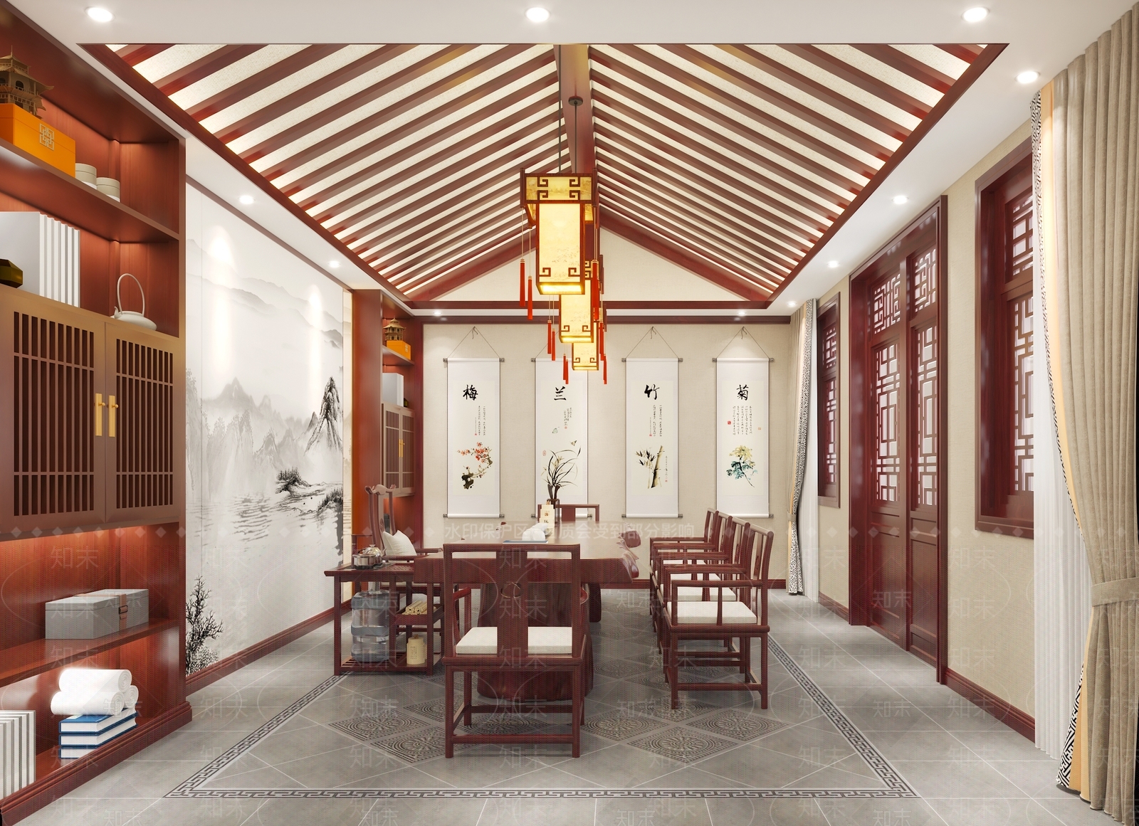 中式会客厅3D模型下载【ID:1133399316】