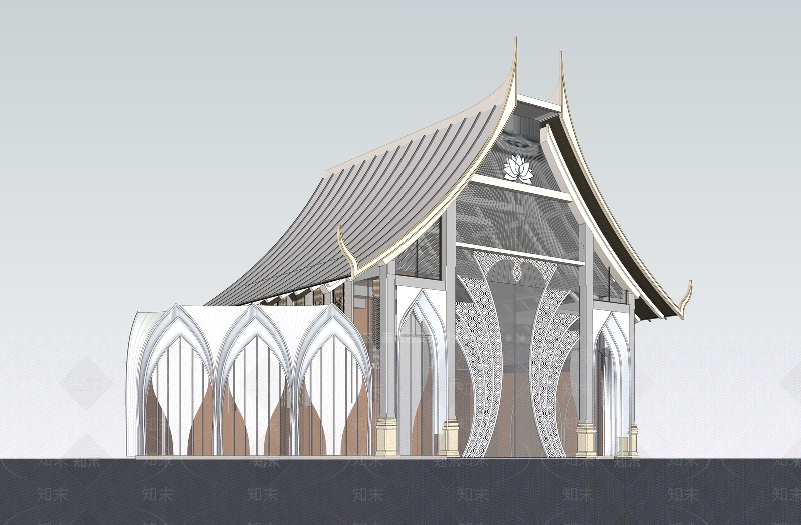 现代展览馆建筑SU模型下载【ID:1133400843】