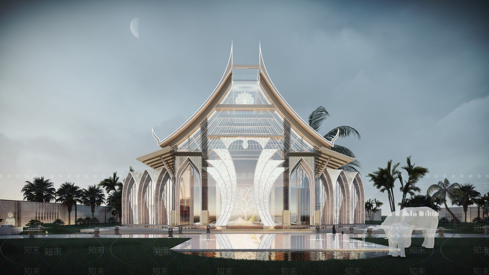 现代展览馆建筑SU模型下载【ID:1133400843】