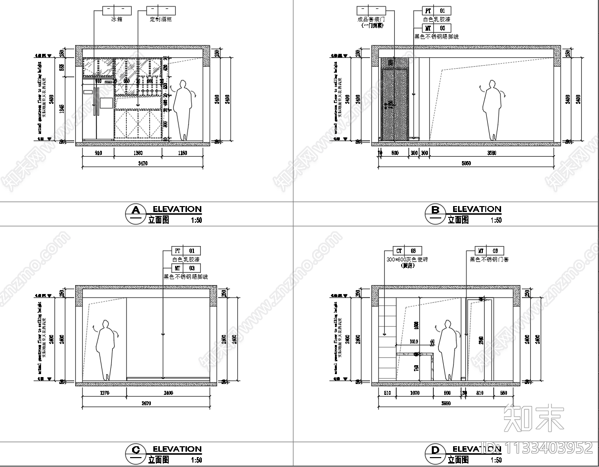 现代公寓家装全套cad施工图下载【ID:1133403952】