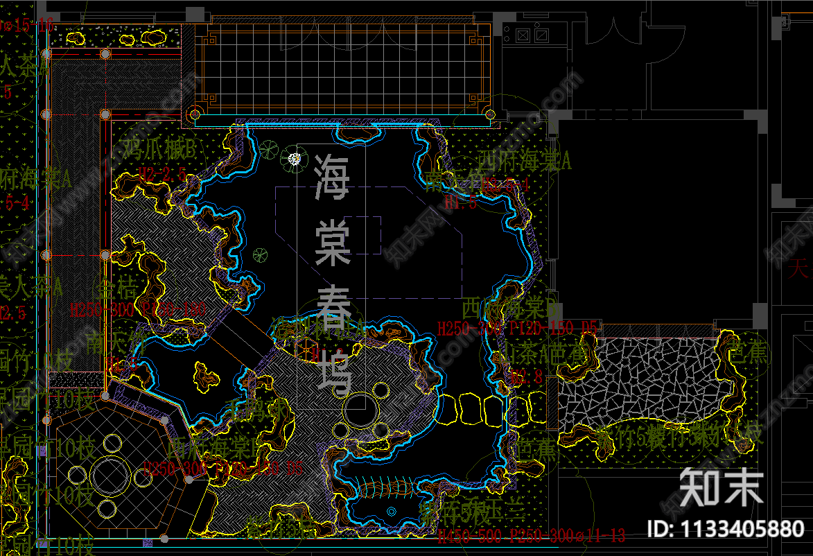 中式庭院平面图施工图下载【ID:1133405880】