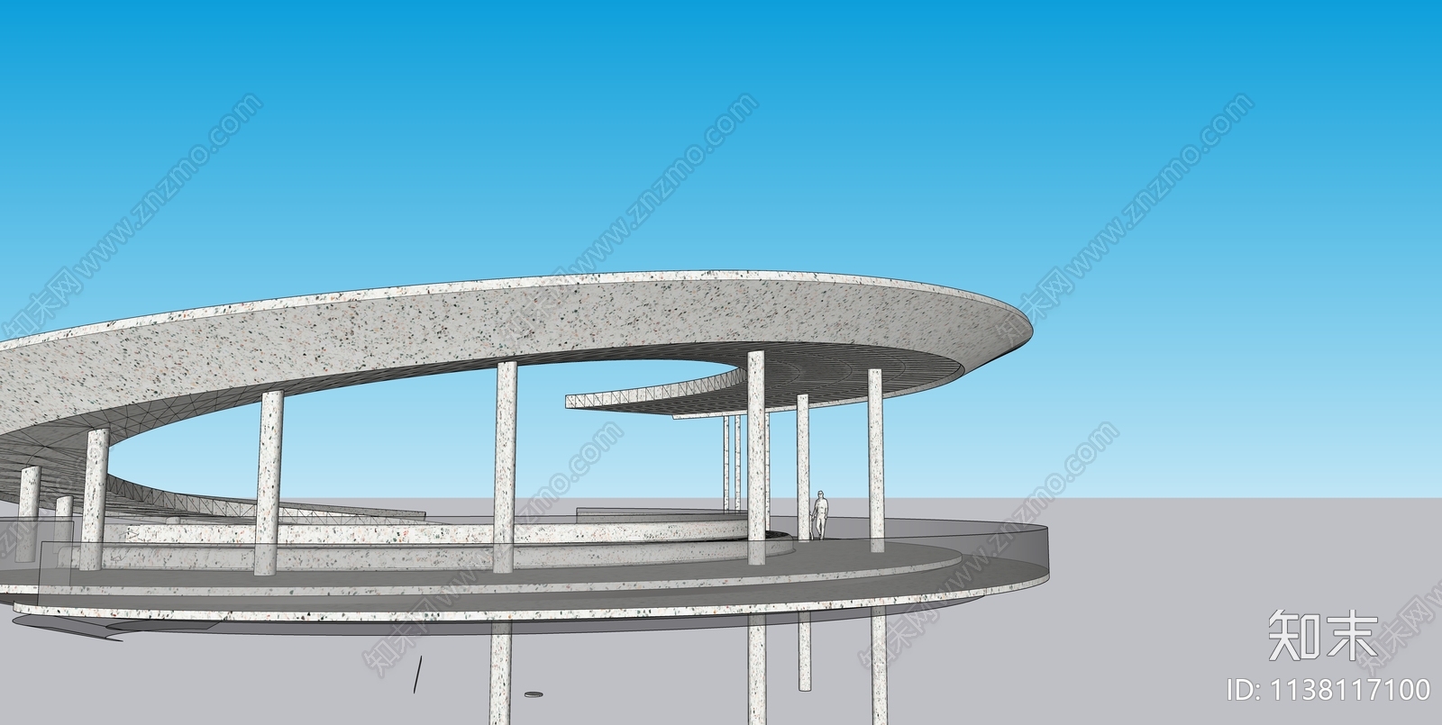 现代观景廊架SU模型下载【ID:1138117100】