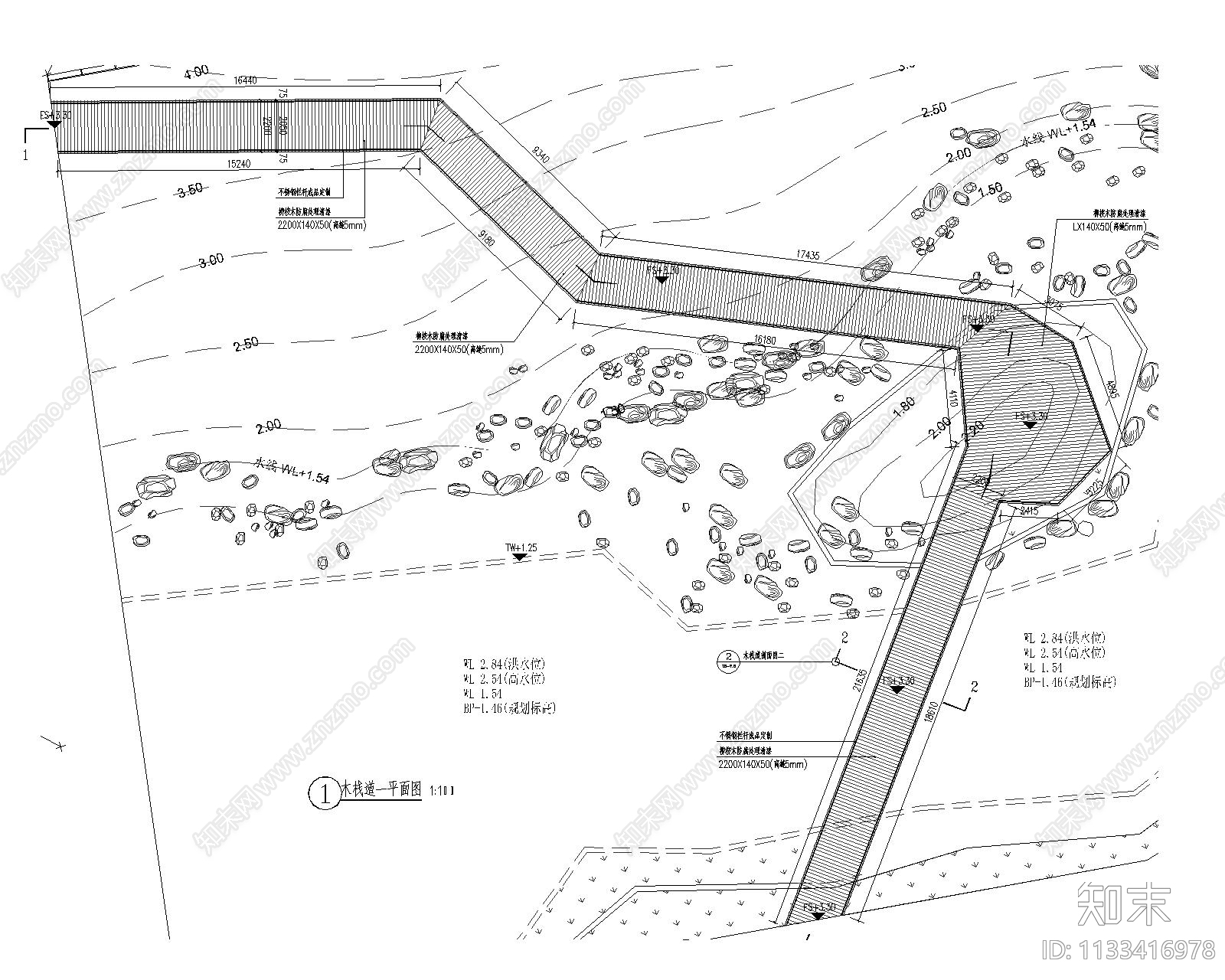 钢结构木栈道施工图下载【ID:1133416978】