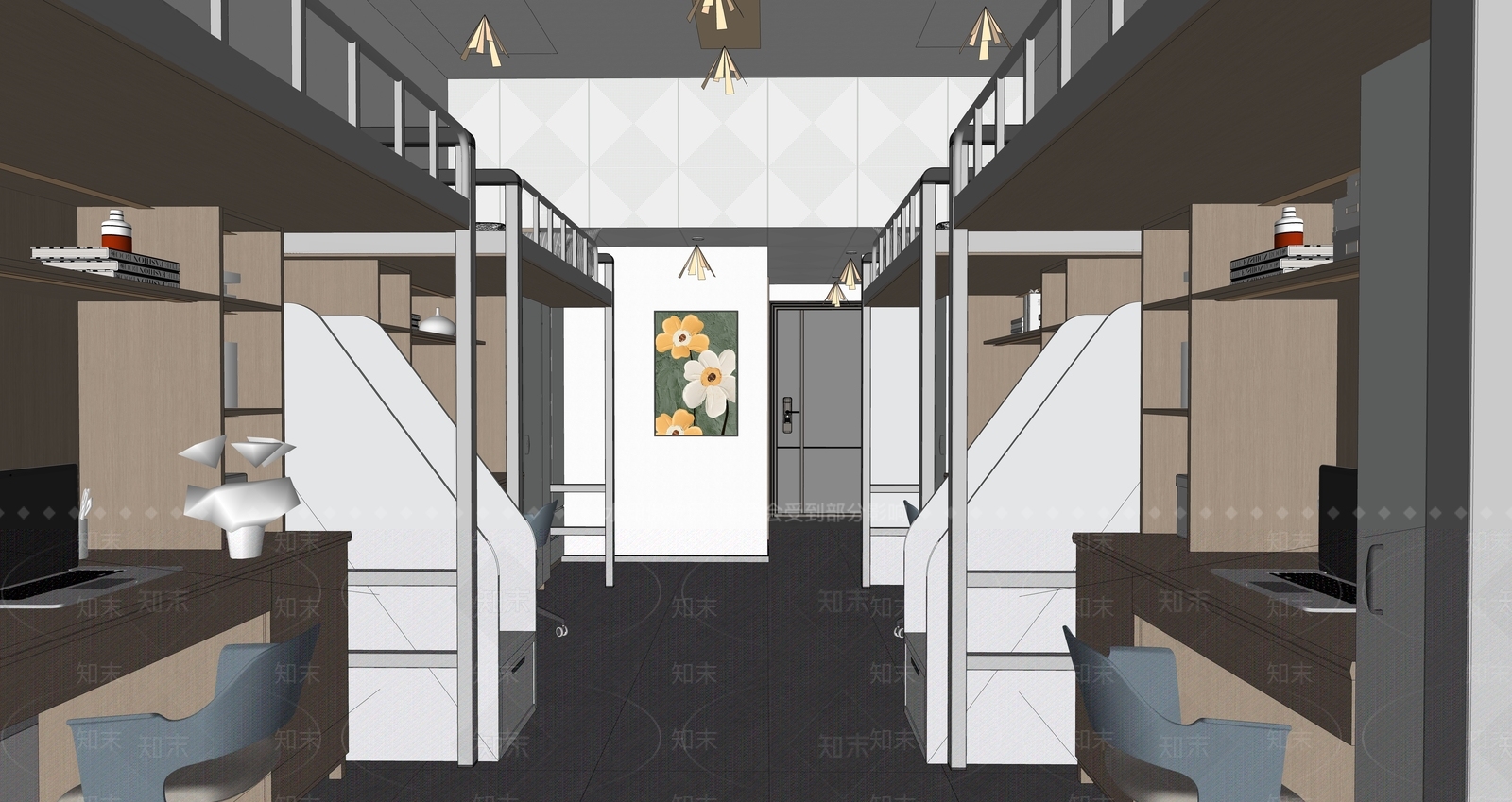 现代宿舍SU模型下载【ID:1133417466】