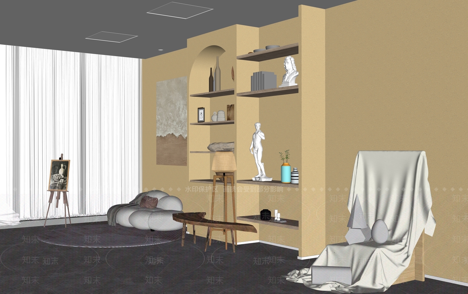 现代家居客厅SU模型下载【ID:1222127896】