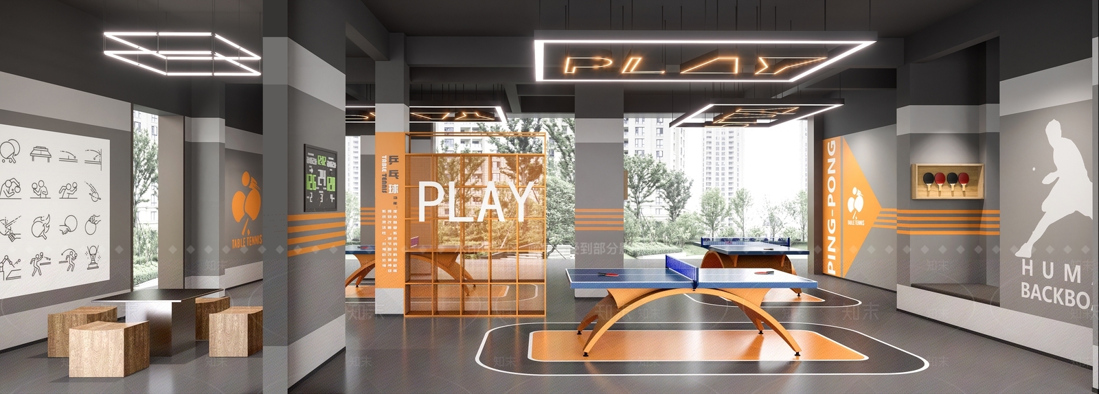 现代乒乓球主题架空层SU模型下载【ID:1133421170】